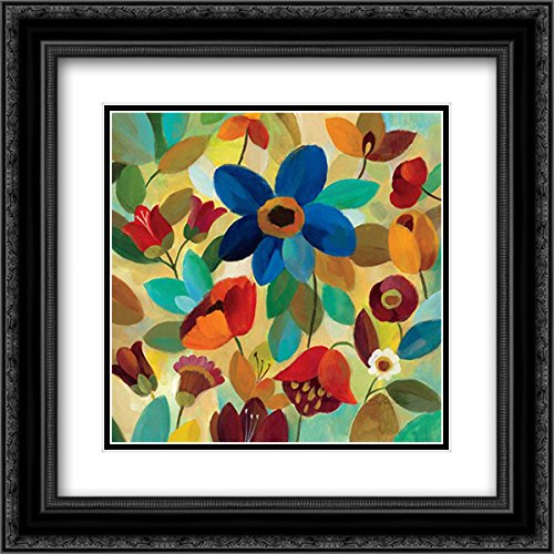 Silvia Vassileva Summer Floral II - 15x15 Inch Black Ornate Framed Double Matted Museum Art Print - Perfect for Living Room, Bedroom & Office Wall Decor