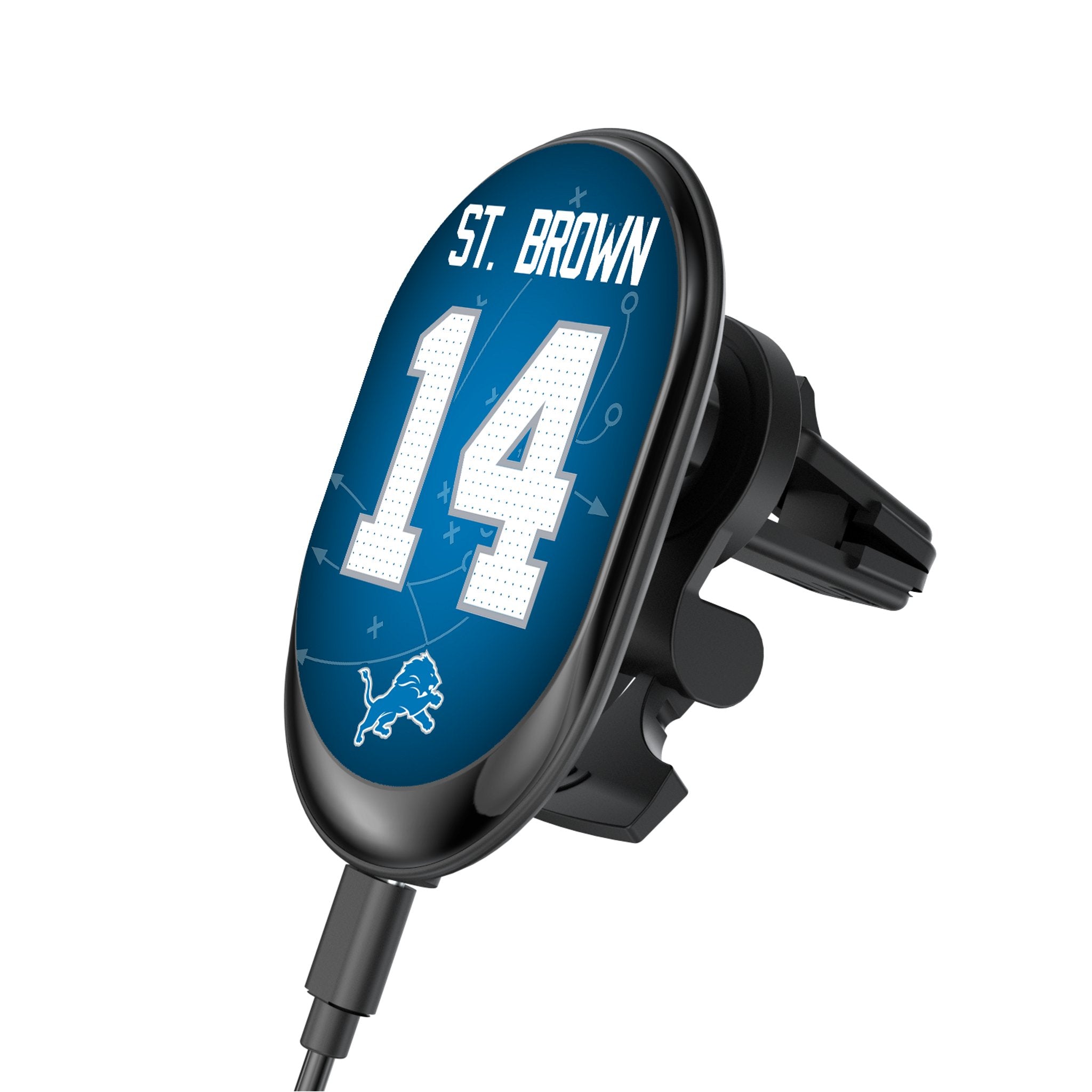 Amon Ra St. Brown Detroit Lions 14 Wireless Magnetic Car Charger - Fast Charging for iPhone & Android - Perfect for Road Trips & Commuting