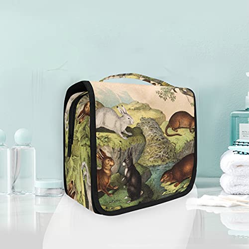 Funny Bunny Rabbit Hanging Travel Toiletry Bag - Waterproof Makeup Case & Cosmetics Organizer for Men & Women - Perfect for Camping, Gym, Business Trips & Vacation