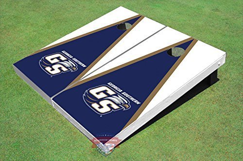 Georgia Southern University GS Blue & White Matching Triangle Cornhole Boards Set - Perfect for Tailgates, Backyard BBQs, and College Game Day Parties