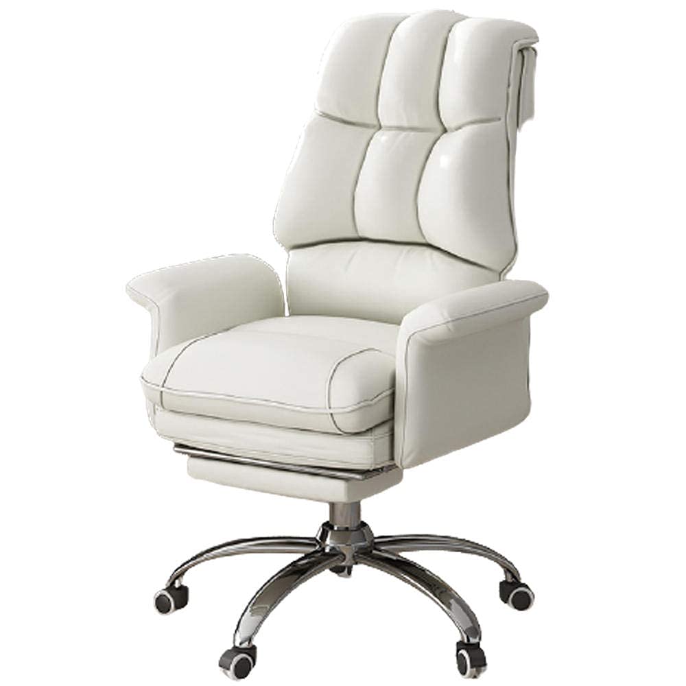 Ergonomic High Back Office Chair - Adjustable Height PU Leather Desk Chair with Footrest & Lumbar Support for Home Office, Gaming, and Study - Comfortable Swivel Task Chair with Armrests & Reclining Function