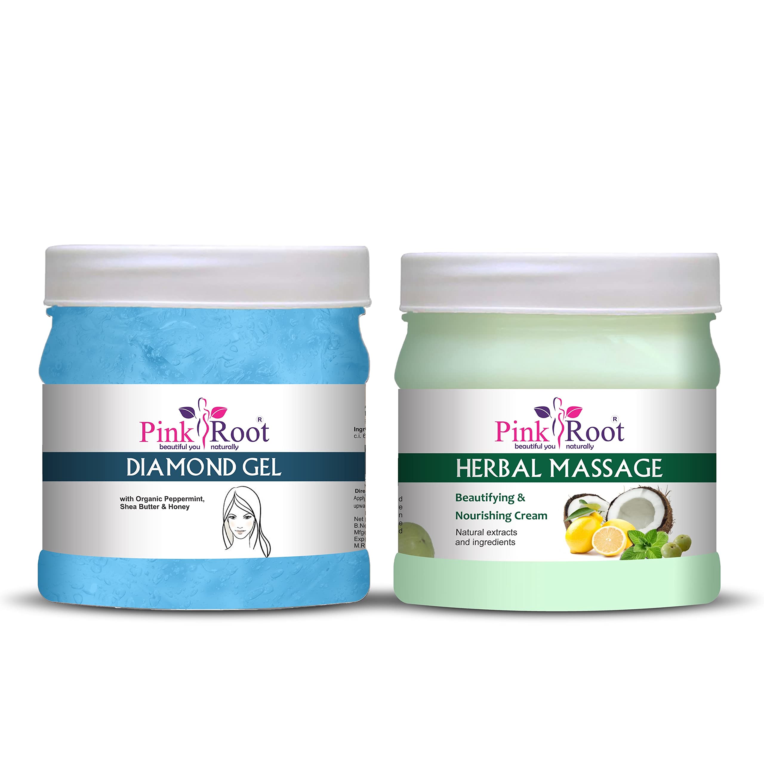 Premium Pink Root Diamond Gel 500g with Herbal Massage Cream 500g - Professional Hair Care Treatment for Stronger Roots & Scalp Health | Perfect for Home Spa & Salon Use