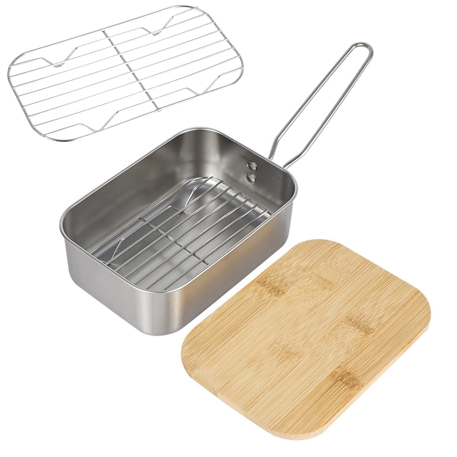 CHENMU 304 Stainless Steel Portable Camping Bento Box - Durable, Heat Resistant & Leak-Proof Lunch Container with Cutting Board | Perfect for Hiking, Picnics & Office Meals