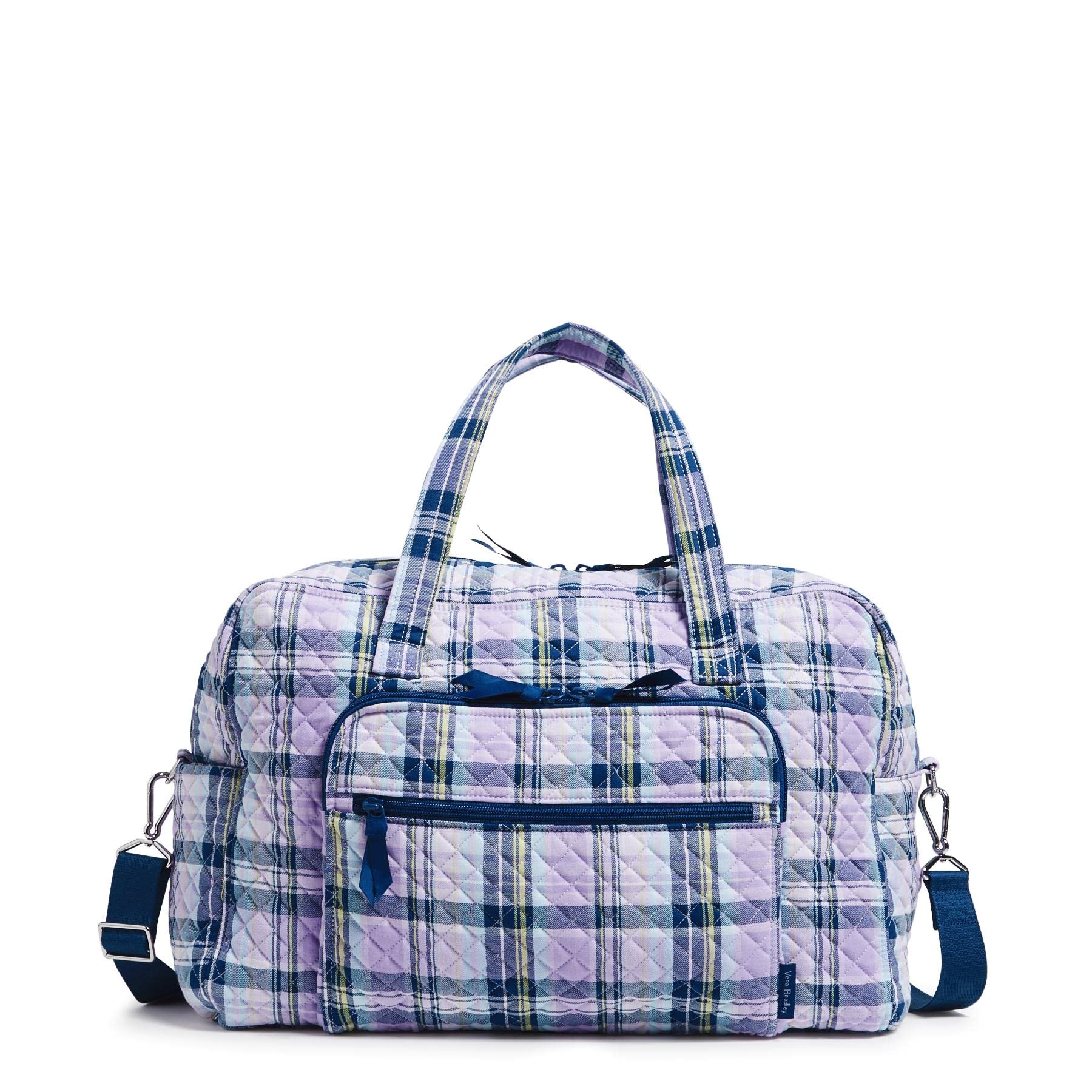 Vera Bradley Women's Weekender Travel Bag - Cotton Carryall Tote for Weekend Getaways, Gym, Work & Overnight Trips | Stylish & Spacious Travel Accessory