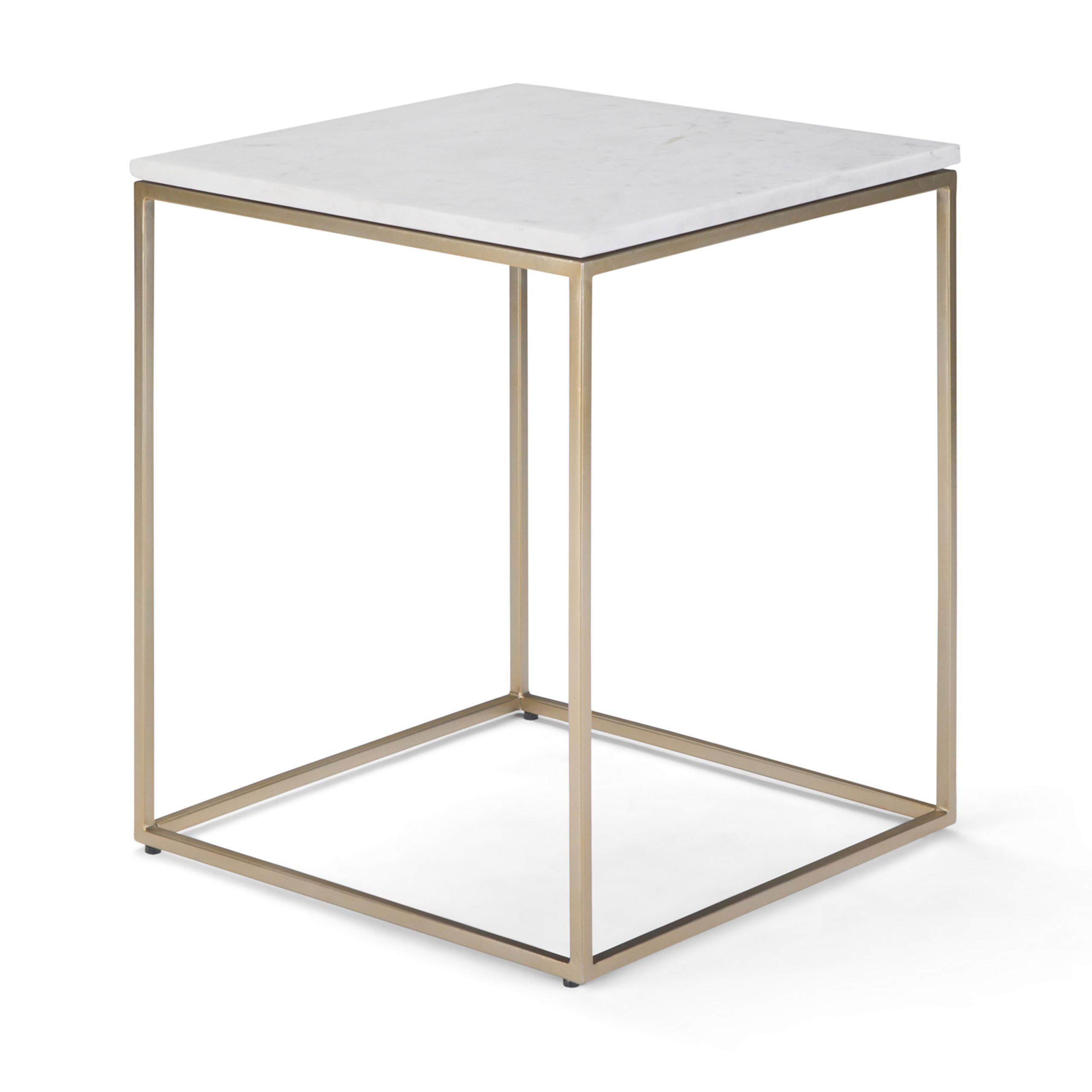 SIMPLIHOME Kline Modern Industrial 18-inch Wide Metal Accent Side Table - White & Gold End Table, Nightstand for Living Room, Bedroom | Perfect for Small Spaces, Coffee Table Alternative, Bedside Storage