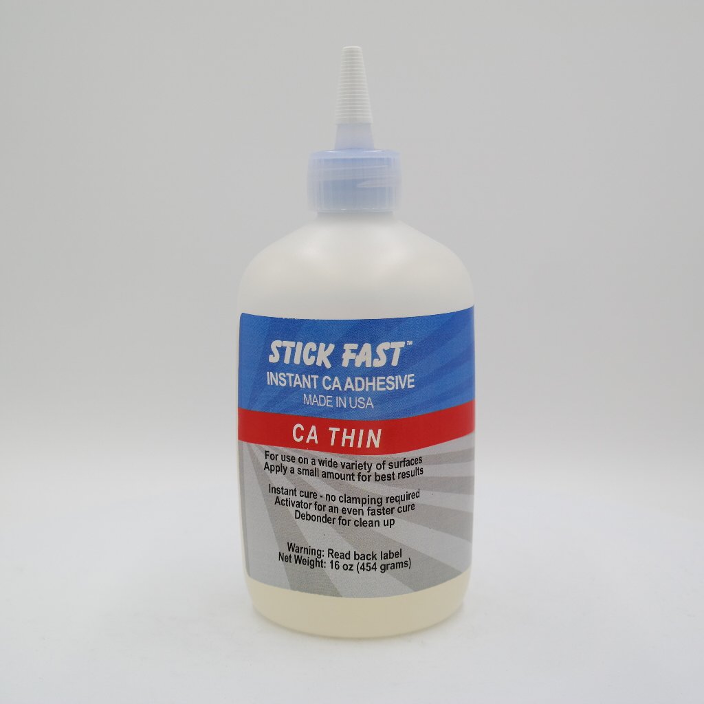 Stick Fast CA Quick Set Adhesive Thin 16 oz - Super Fast Drying Cyanoacrylate Glue for Wood, Metal, Plastic & Ceramics - Perfect for DIY Crafts, Model Building & Home Repairs
