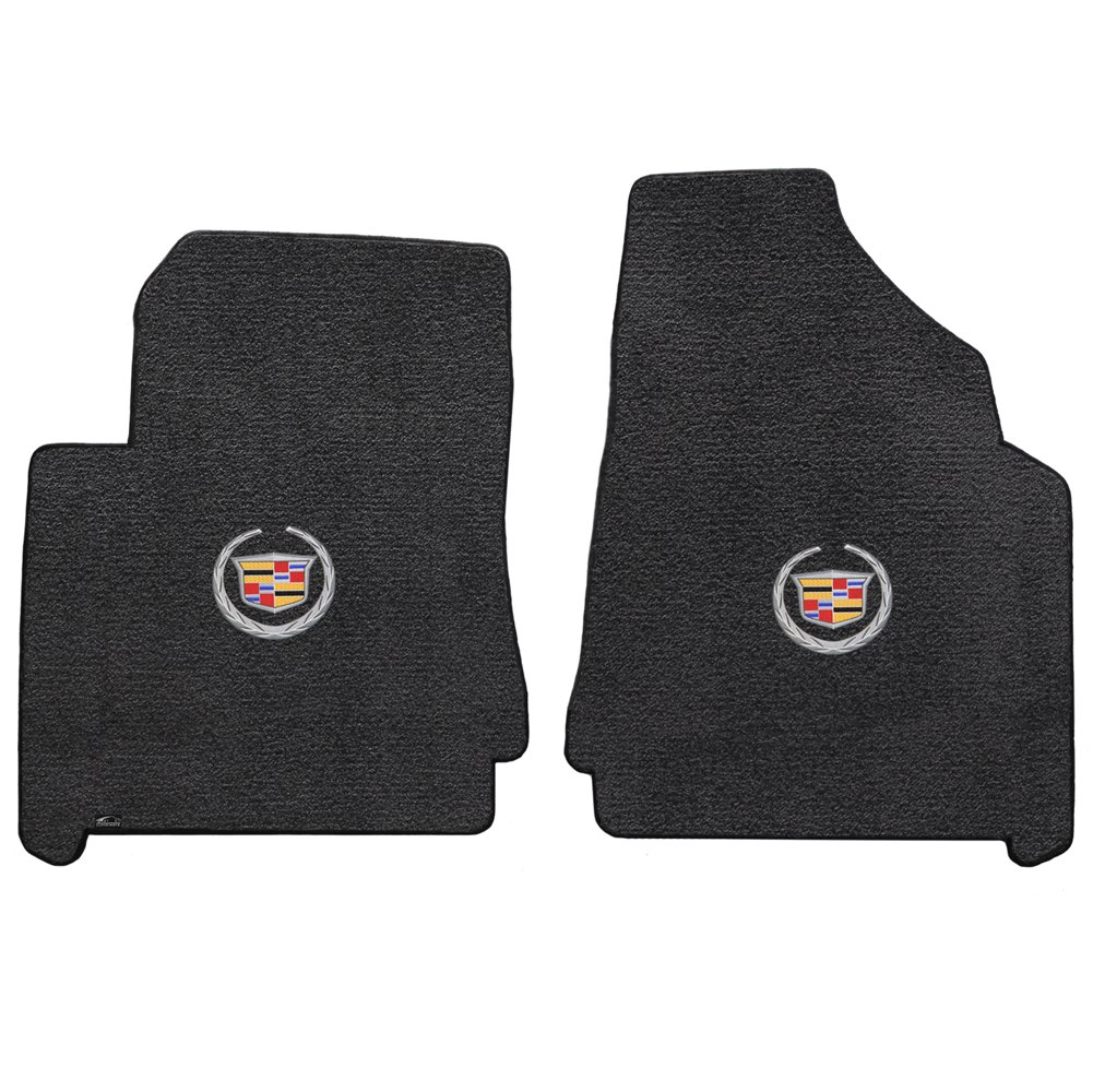 2010-2011 Cadillac SRX Premium Black Velourtex 2-Piece Floor Mats with Crest Wreath Logo - All-Weather Protection & Luxury Interior Upgrade for Cars, SUVs & Trucks