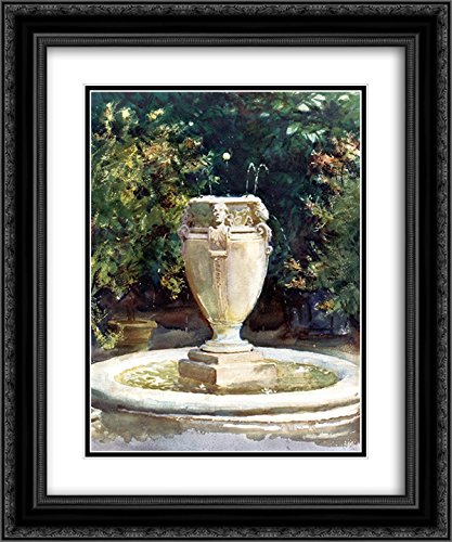 Pocantico 20x24 Black Ornate Frame Vase Fountain - Double Matted Museum Art Print by John Singer Sargent | Elegant Home Decor for Living Room, Office & Gift Giving