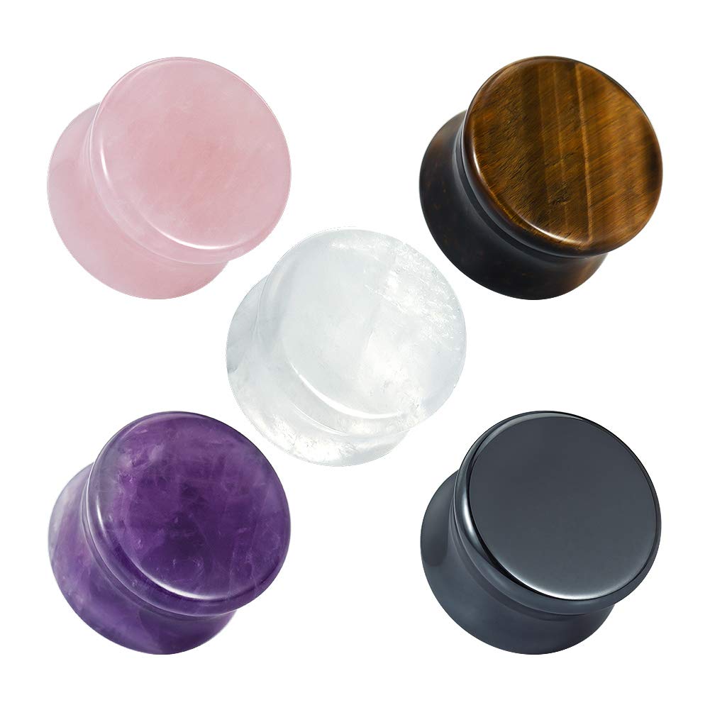 COOEAR 10PC Double Flare Stone Ear Plugs - Saddle Stretching Gauges Expander 2g to 5/8