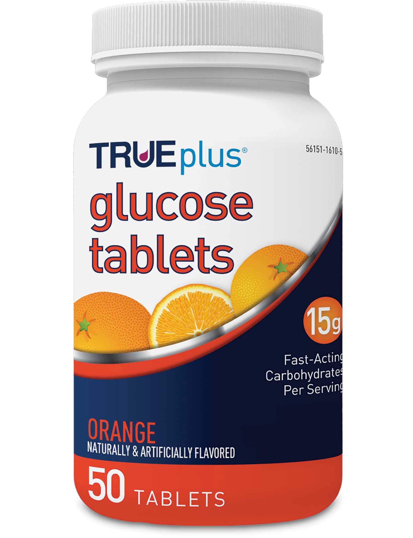 TRUEplus® Glucose Tablets for Fast Energy Boost - Orange Flavor, 50 Count - Ideal for Diabetics, Athletes & Quick Energy Recovery