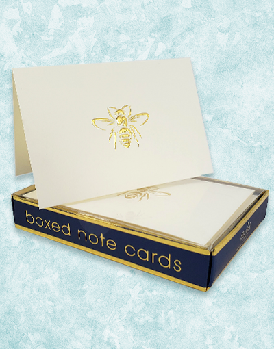 Golden Bee Embossed Note Cards - Elegant Stationery for Thank You Notes, Wedding Invitations & Special Occasions (Set of 20)