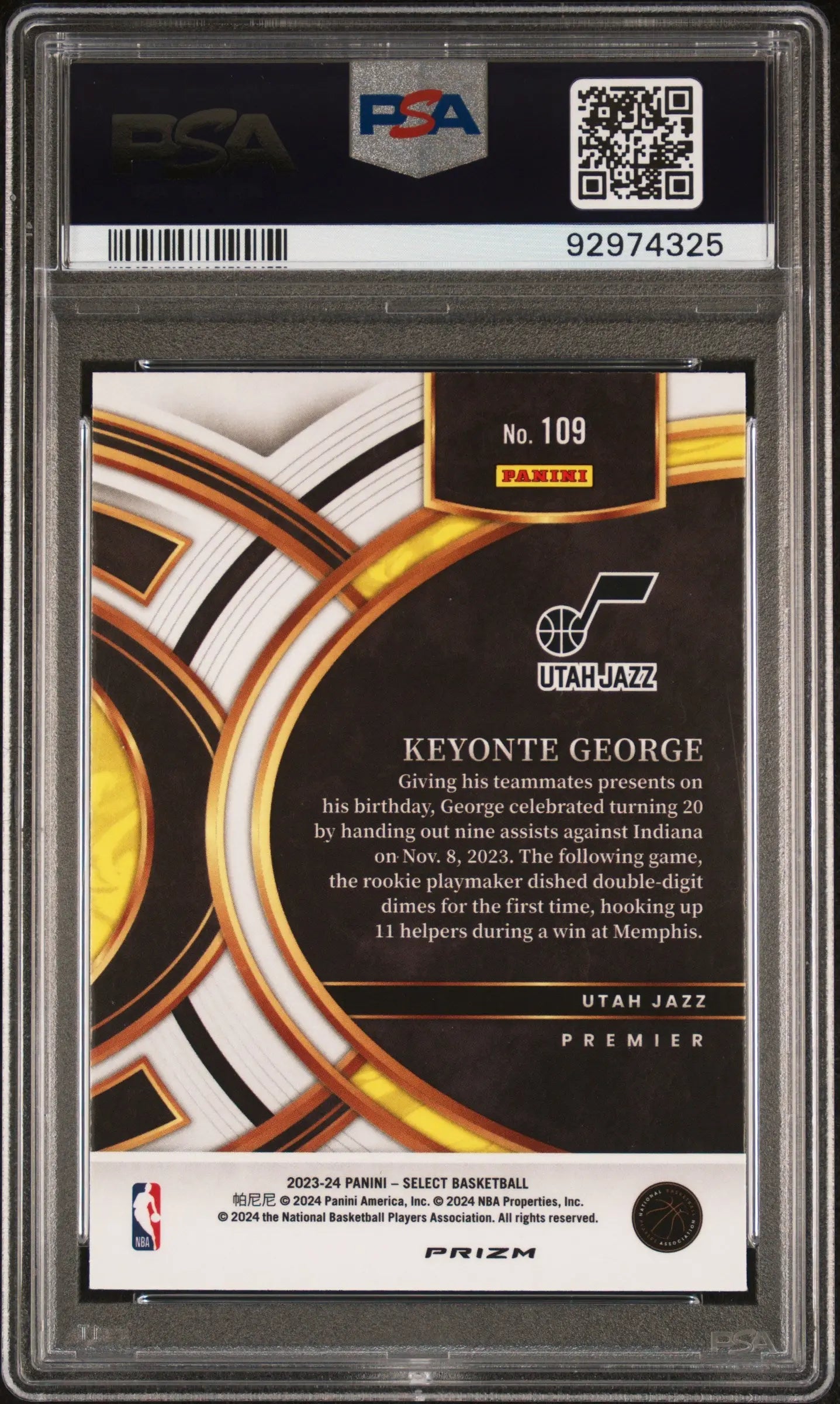 2023 Panini Select Basketball PSA 10 Keyonte George Rookie Card Scope Prizm #109 - Perfect for Collectors, Investors & Basketball Fans