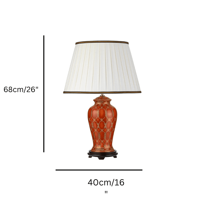 Terracotta & Gold Ceramic Table Lamp - 1 Light Designer Lamp for Bedroom, Living Room & Office - Modern Home Decor Lighting