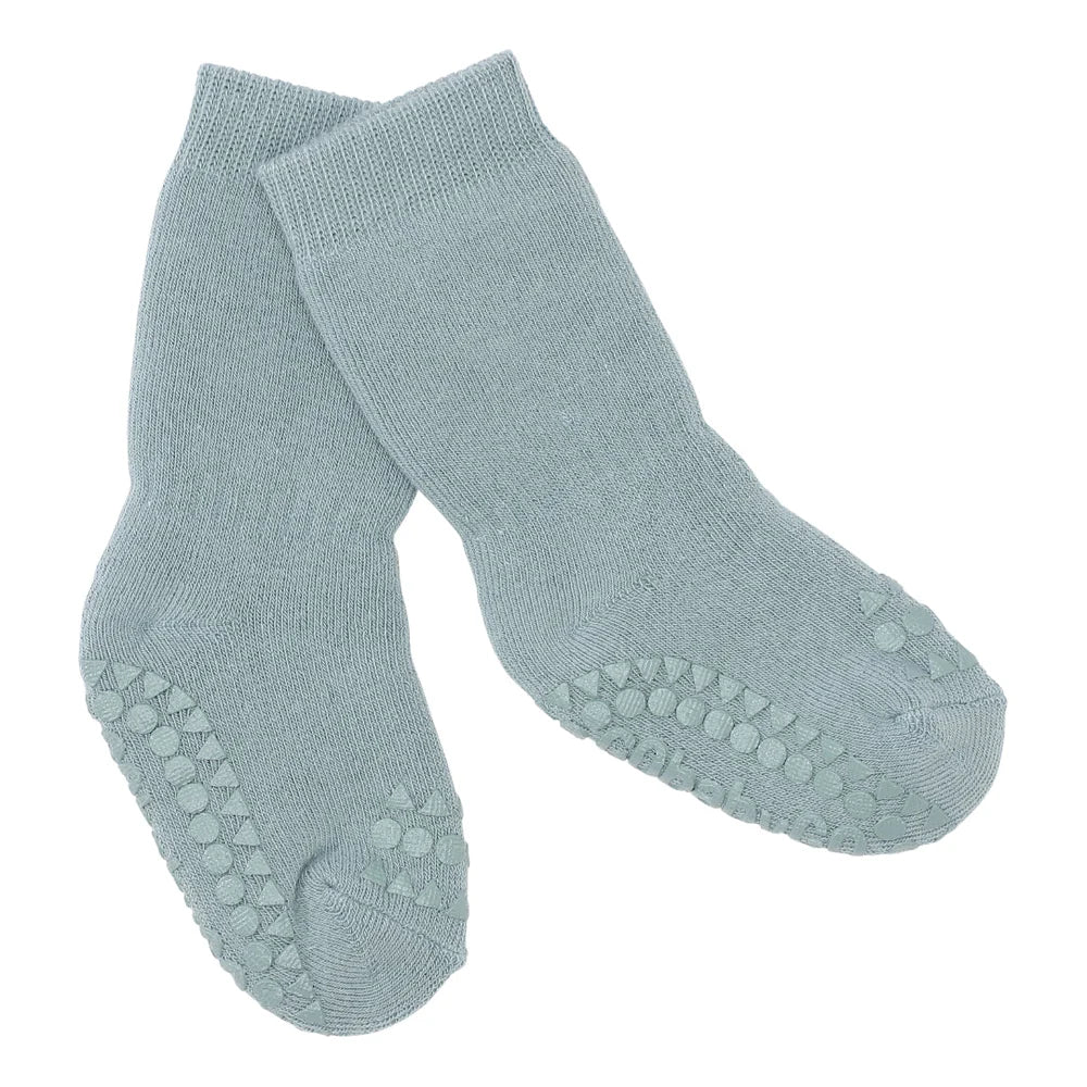 Non-Slip Grip Socks for Babies & Toddlers - Soft Dusty Blue Infant Socks for Crawling, Walking & Playtime at Home or Daycare