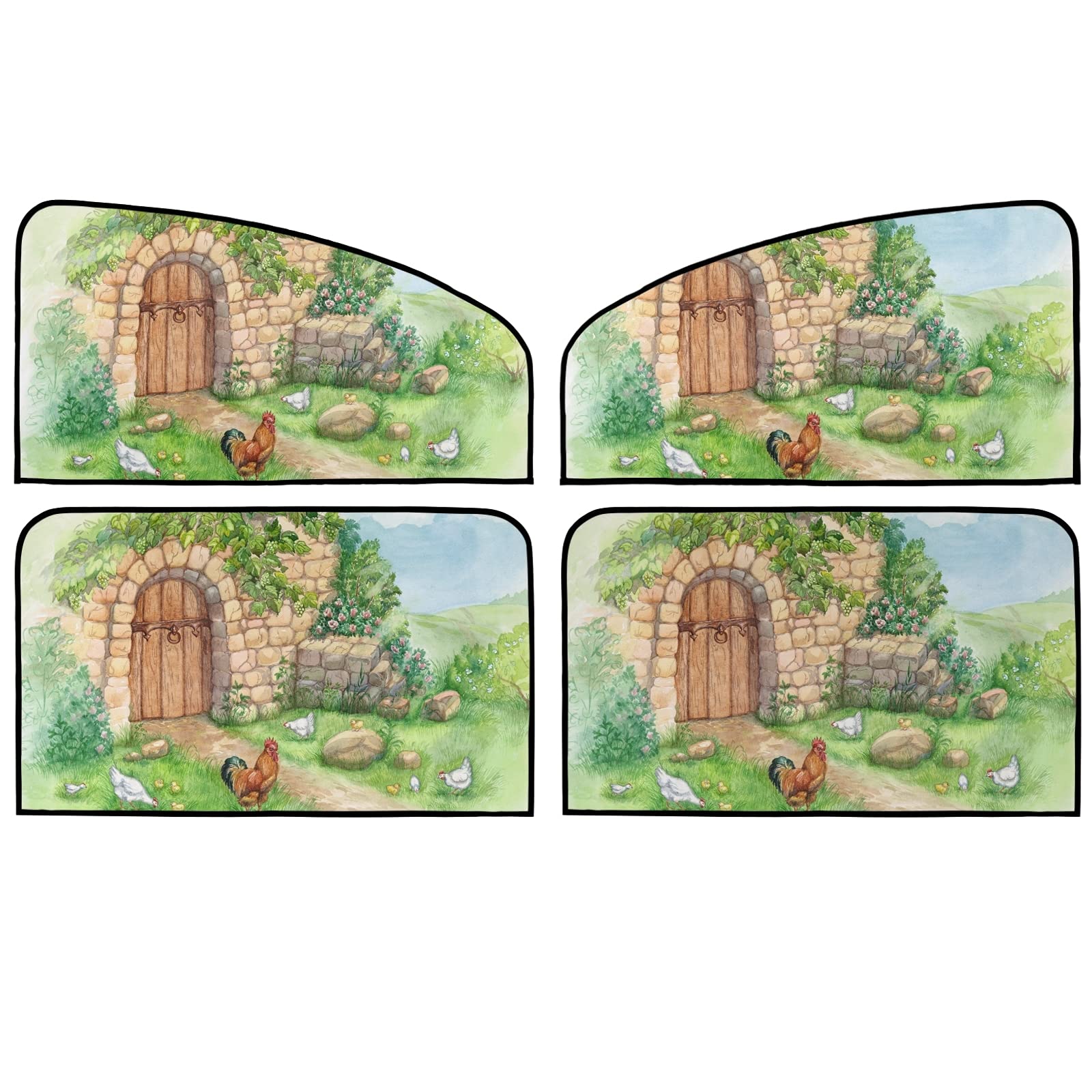Fairytale Village Landscape Magnetic Car Window Sun Shade - UV Protection & Privacy Screen for Kids (Set of 4) | Perfect for Road Trips, Baby Naps & Summer Driving