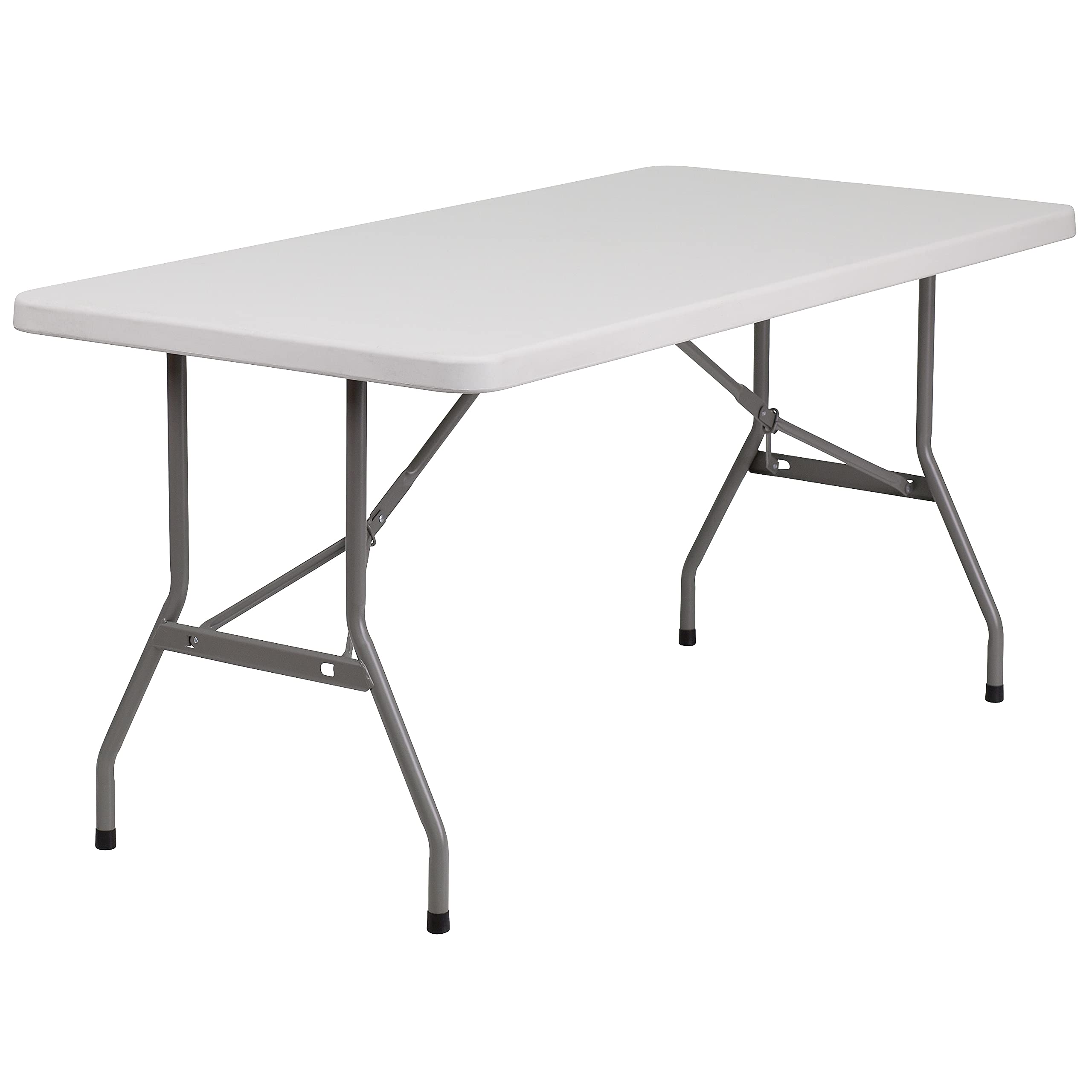Flash Furniture Kathryn 5-Foot Granite White Plastic Folding Table - Heavy Duty Portable Table for Parties, Events, and Outdoor Use