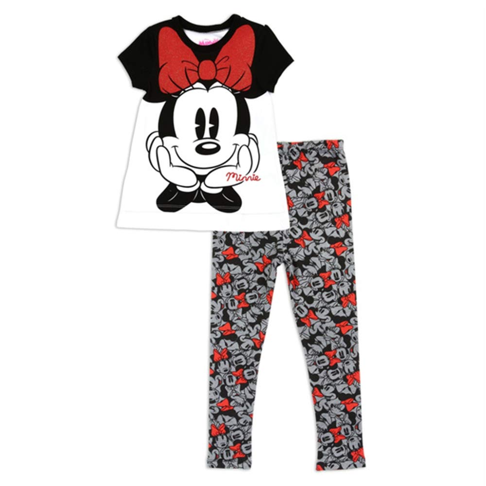 Minnie Mouse White & Red Baby 2-Piece Legging Set with Red Bow & Glitter - 12M - Perfect for Playtime & Special Occasions