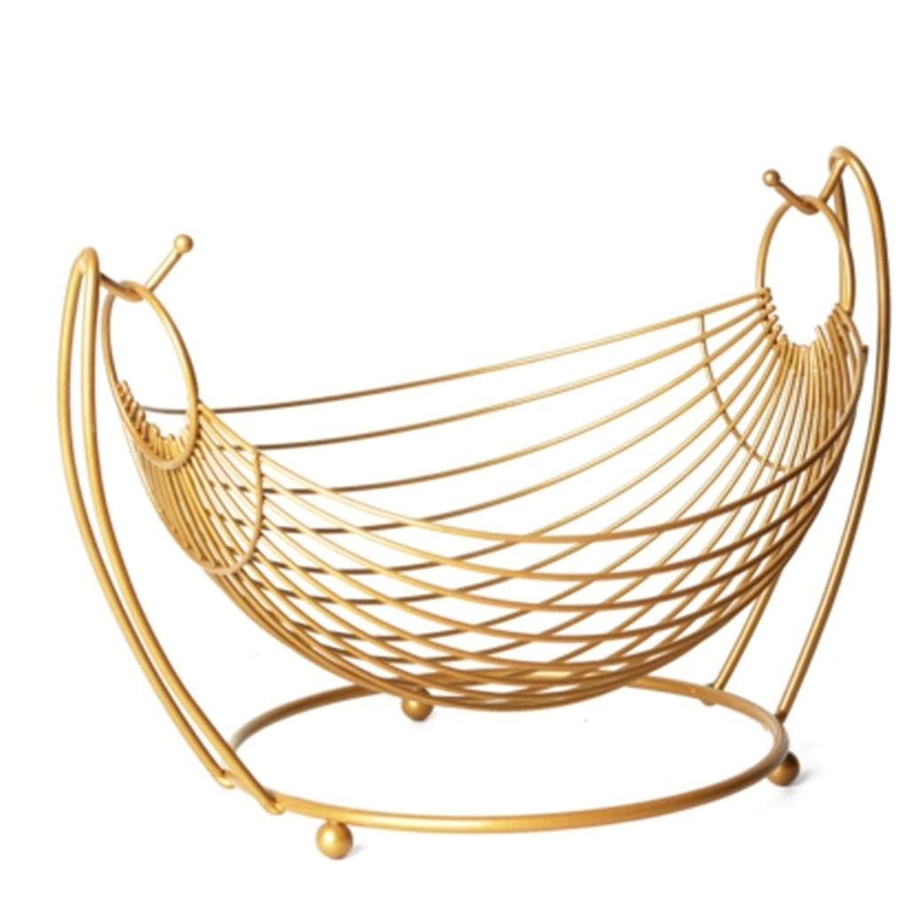 Creative Metal Hanging Fruit Basket - Gold Kitchen Counter Organizer for Fruits & Vegetables | Durable Dining Table Storage & Decorative Display for Home & Kitchen