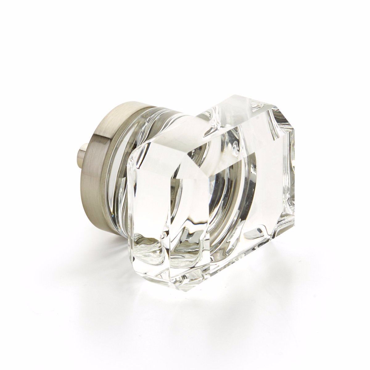 Satin Nickel 1-3/4 Inch Rectangular Glass Cabinet Knob - Elegant Hardware for Kitchen Cabinets, Dressers & Furniture Drawers