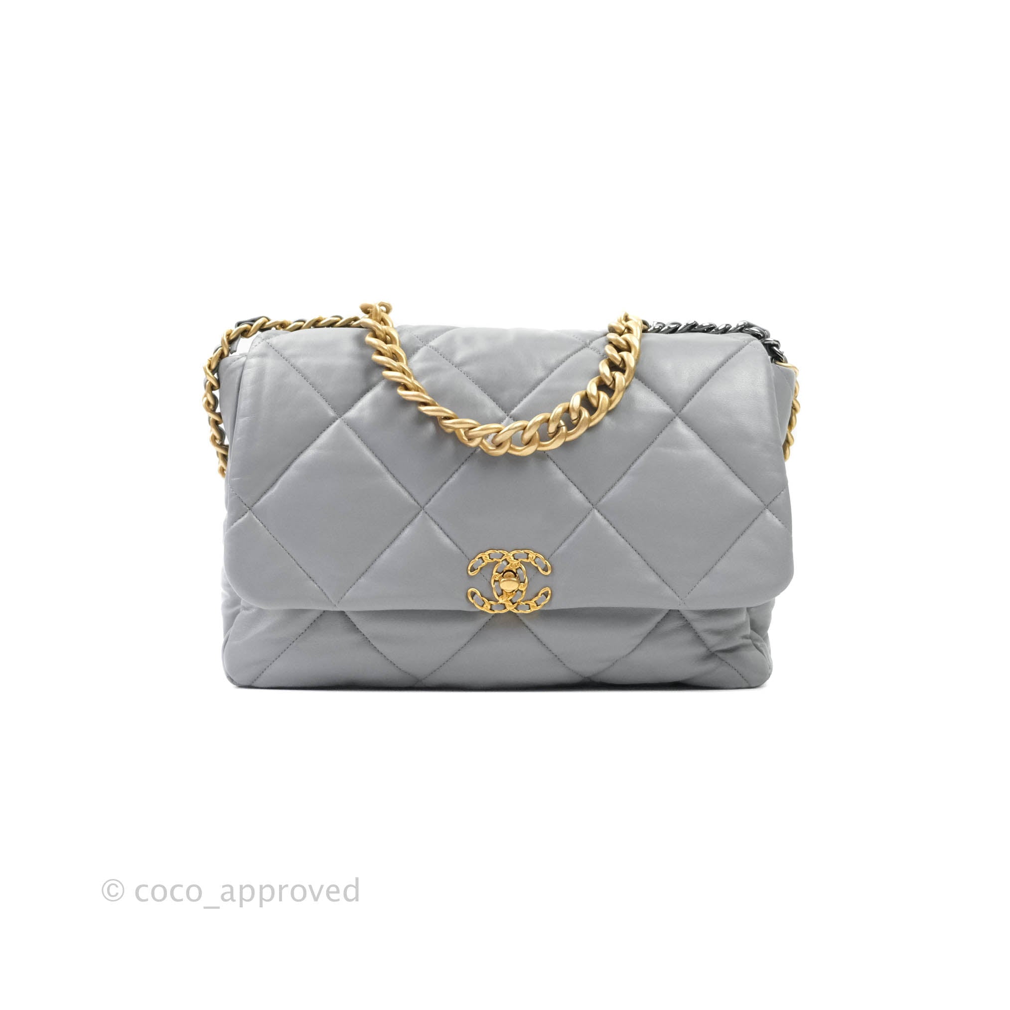 Chanel 19 Large Grey Goatskin Mixed Hardware Flap Bag - Luxury Designer Handbag for Women | Perfect for Work, Evening Events & Everyday Use