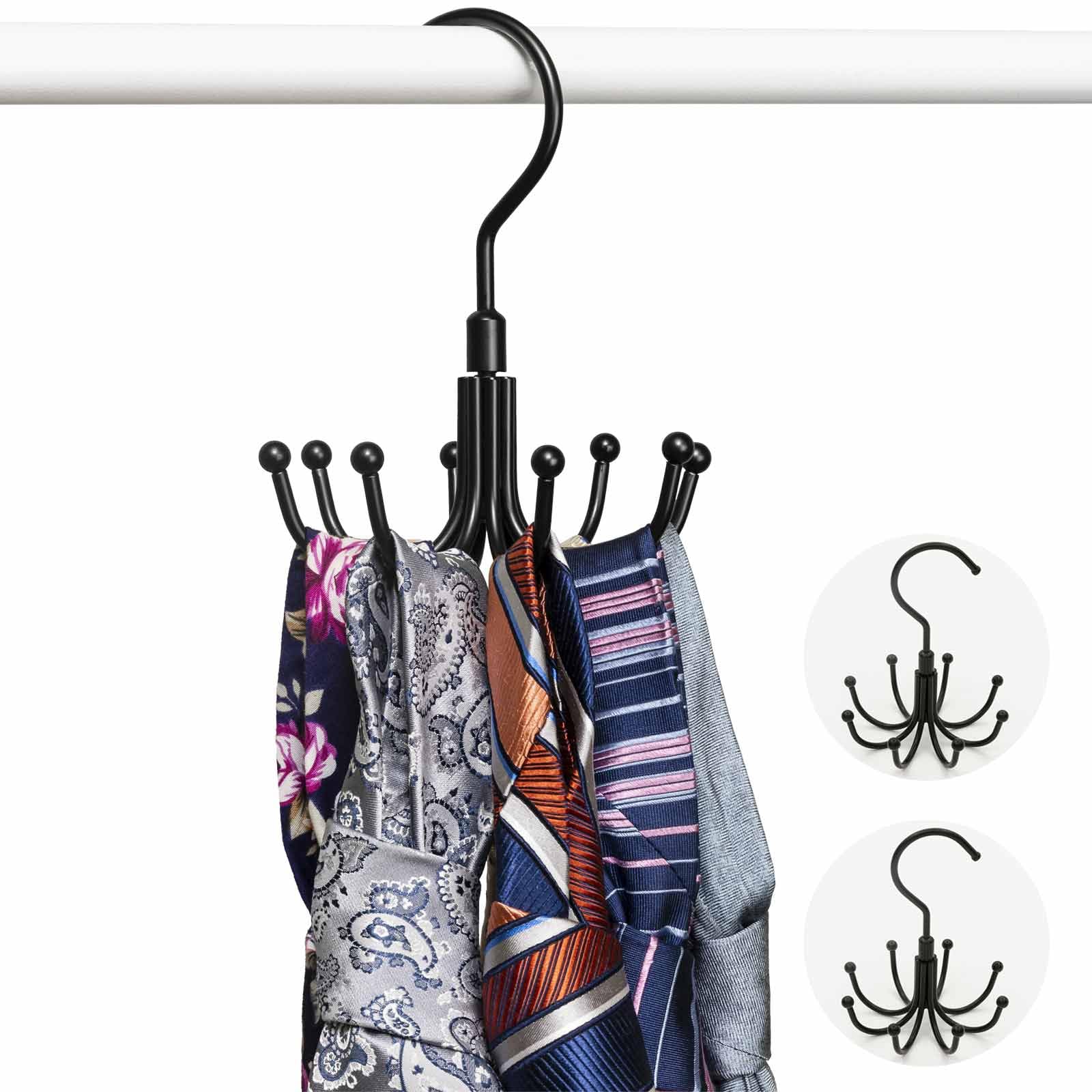360° Rotating Purse Hangers for Closet - 2 Pack Space Saving Closet Organizer for Purses, Belts, Ties & Scarves | Perfect for Bedroom, Walk-in Closet & Dorm Organization (Black)
