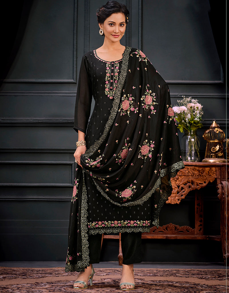 Black Georgette Straight Leg Pants for Women - Elegant & Comfortable Office Wear & Casual Outfits