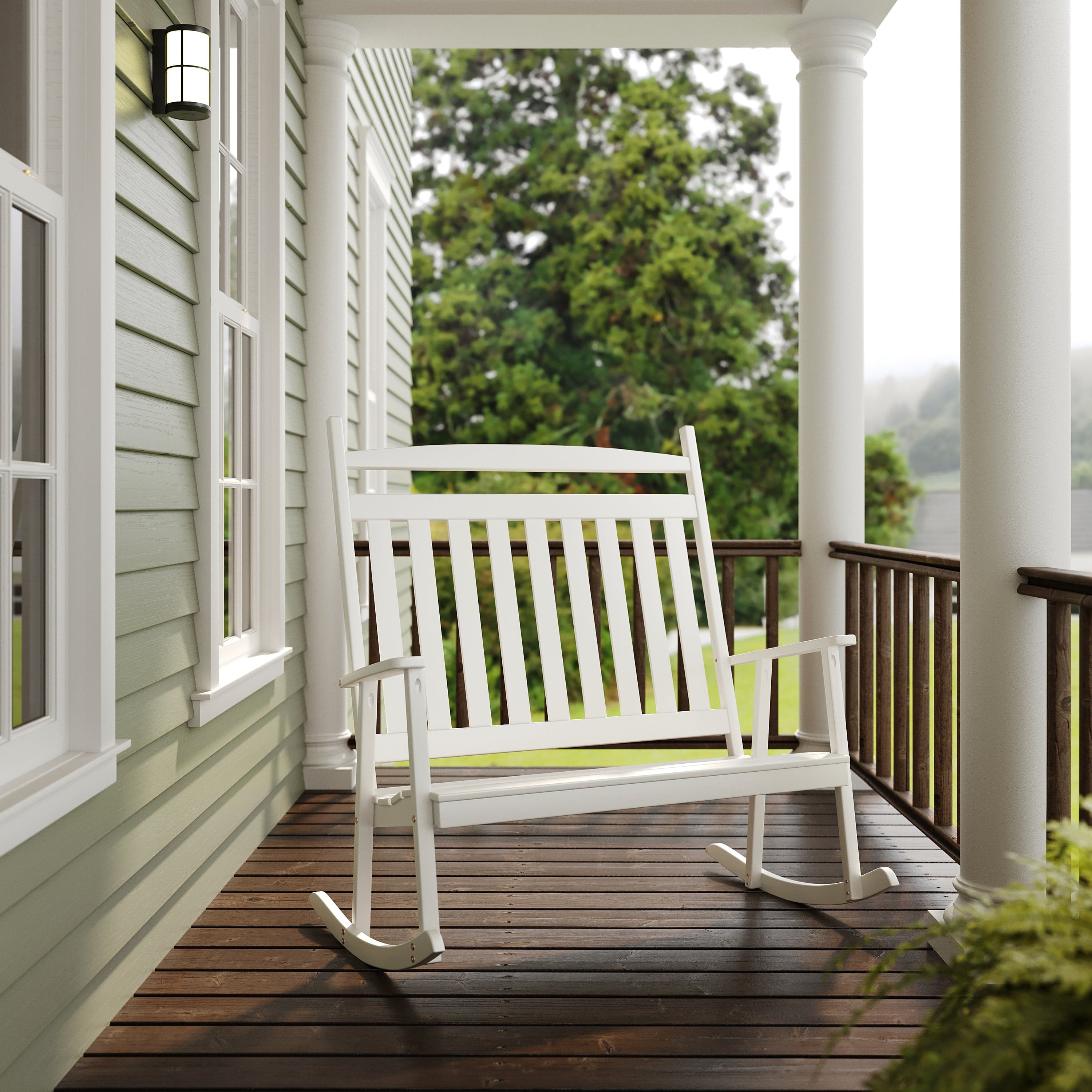 Keystone Amish Co. Classic Double Porch Rocker - Handcrafted Solid Wood Rocking Chair for Outdoor Porch, Patio & Garden Relaxation