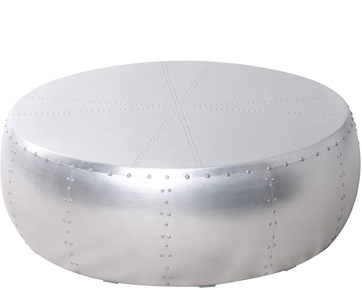 NauticalMart 37-Inch Aluminum Hammered Coffee Table - Modern Aviator Style Living Room & Office Furniture for Home Decor | Perfect for Lounge, Study & Workspace