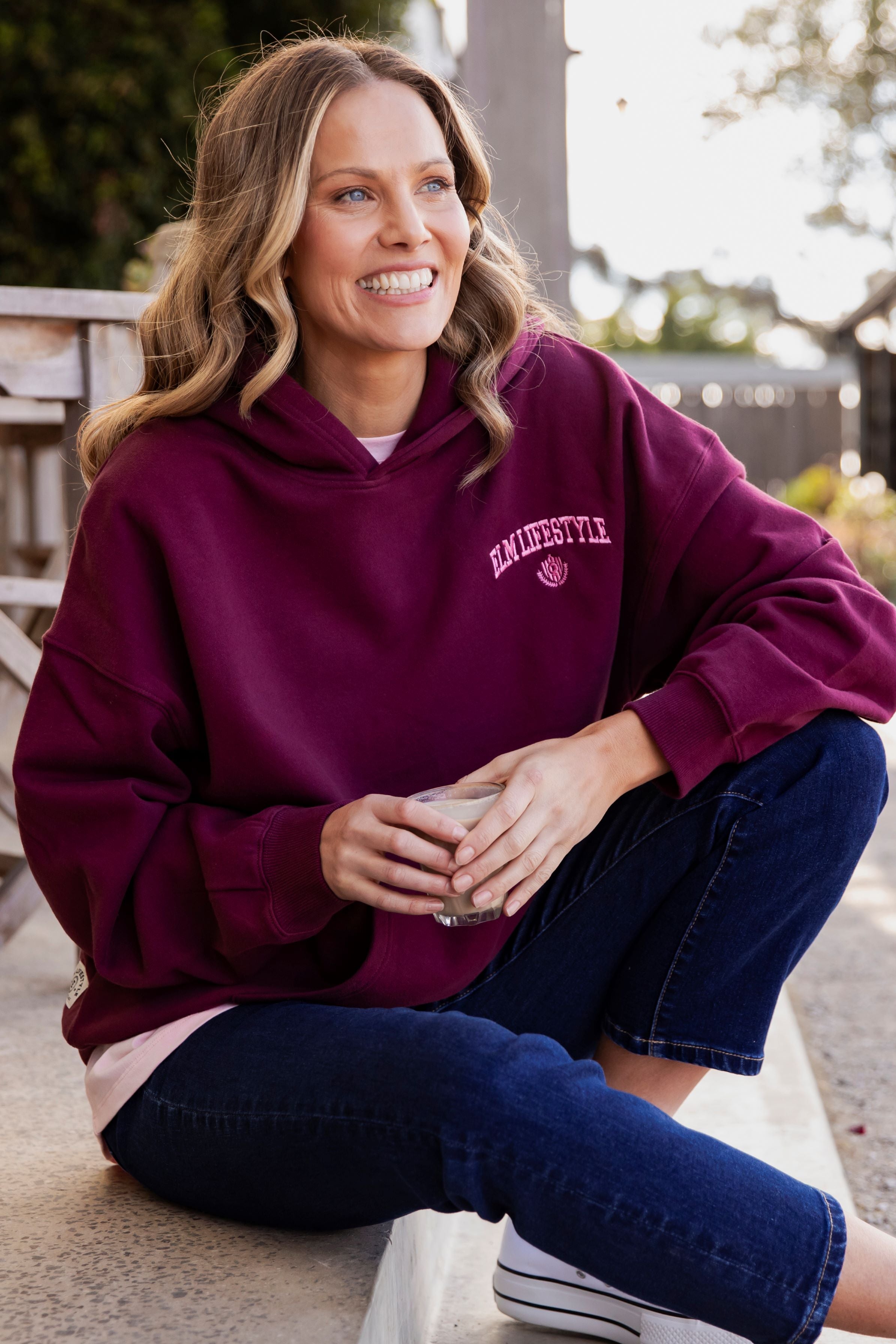 Elm College Hoodie Sweatshirt - Soft & Comfortable Pullover for Men & Women - Merlot Red Color - Perfect for Casual Wear, College Events & Gameday Outfits