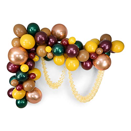 Autumn Leaves Balloon Garland Kit - Burgundy Mustard Rose Gold Brown Fall Decorations for Wedding, Baby Shower & Home Party Decor