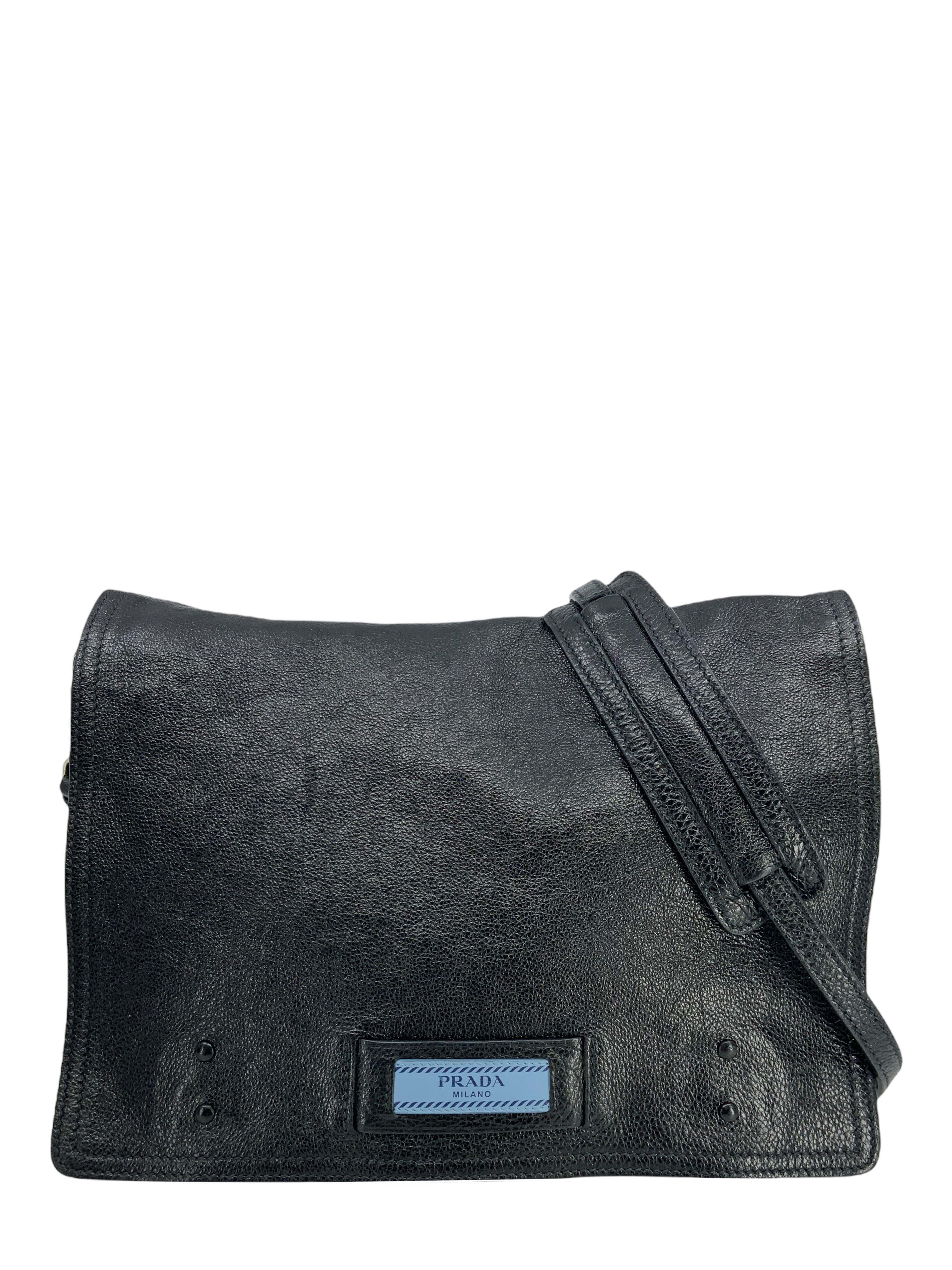 Prada Glace Calf Leather Etiquette Flap Bag - Luxury Crossbody Handbag for Women, Perfect for Date Night & Evening Events