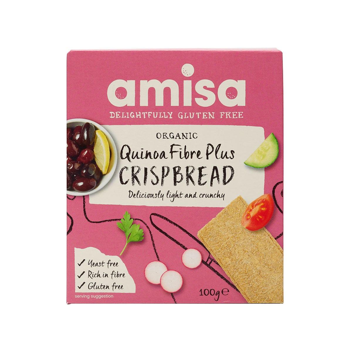 Organic Gluten-Free Quinoa Crispbread with Added Fiber - AMISA Healthy Snack (100g) | Perfect for Keto, Vegan Diets & On-the-Go Nutrition