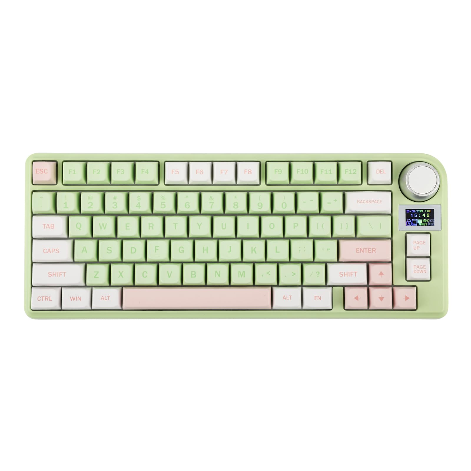 EPOMAKER TH80-X 75% Hot-Swap Mechanical Keyboard - RGB, LCD, 4000mAh for Gaming & Office (Green/Wisteria Switch)