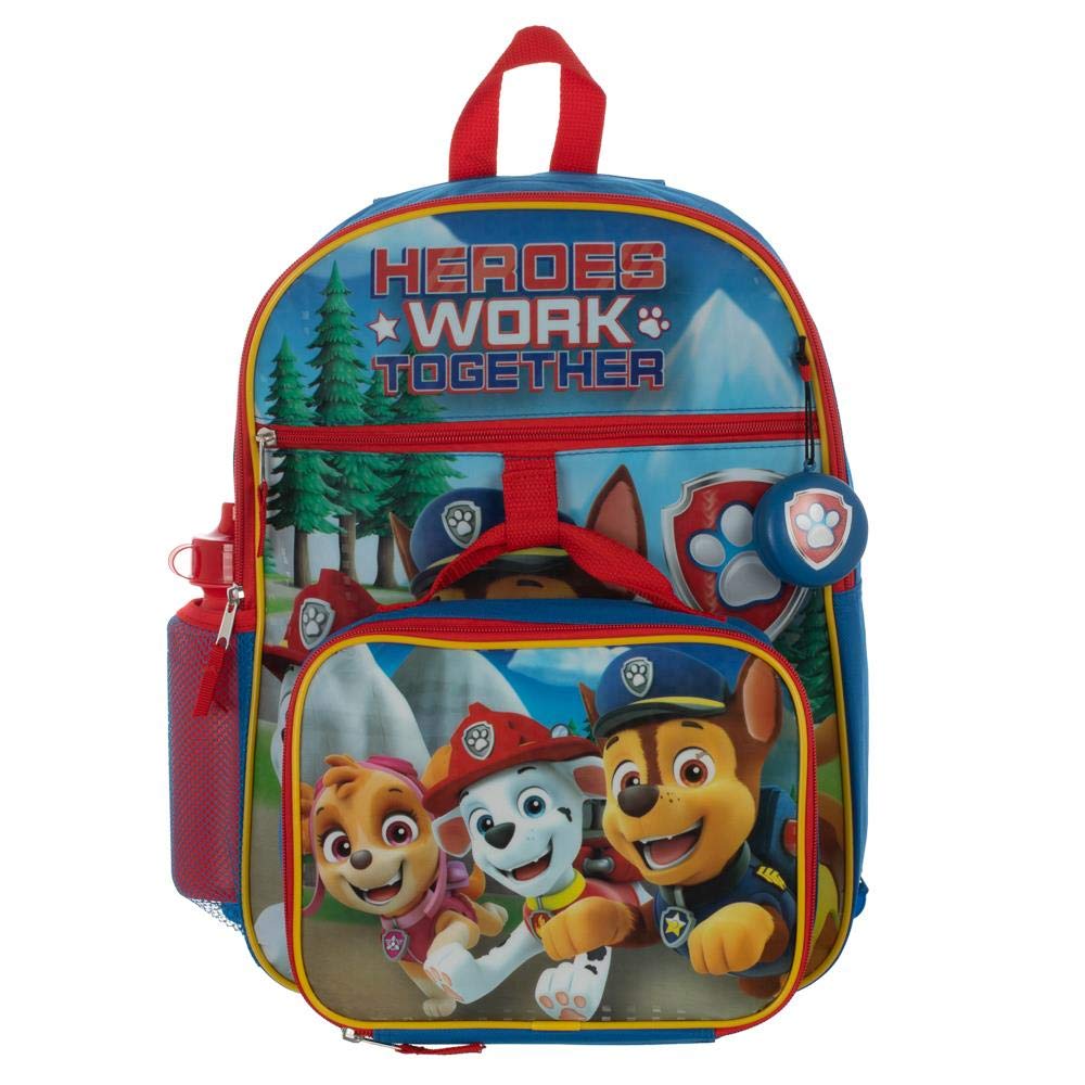 Paw Patrol Nickelodeon Backpack Set for Kids - Durable School Bag with Lunch Box & Water Bottle - Perfect for School, Travel & Daycare Adventures