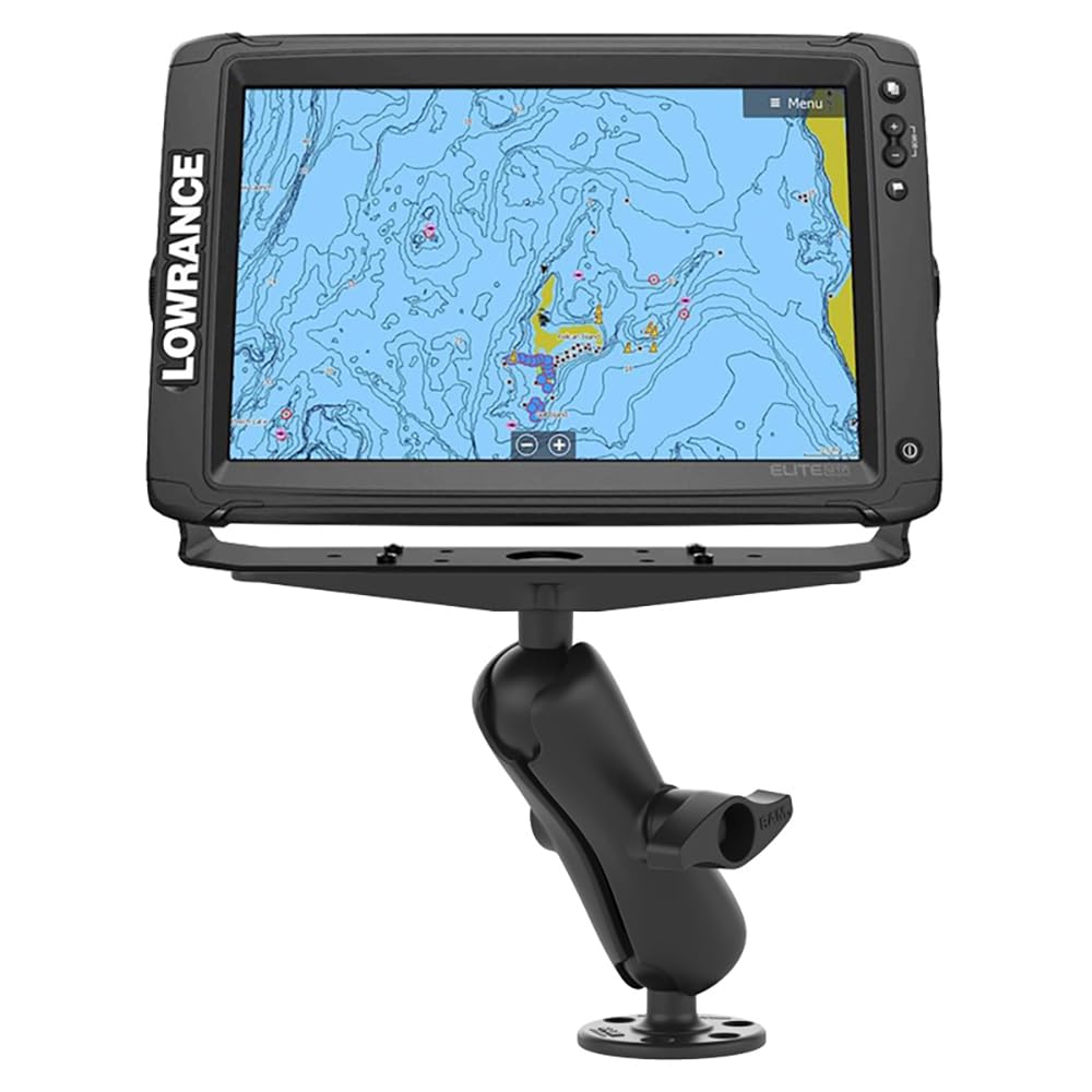 RAM Mounts Large Marine Electronics Mount RAM-D-111U with Medium Arm - Compatible with Garmin, Lowrance, Humminbird & More - Perfect for Boating, Fishing, and Marine Navigation