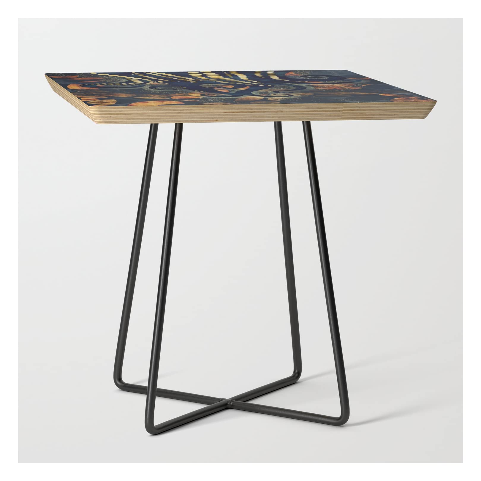 Spacefrogdesigns Metallic Ocean Square Side Table - Black - Modern End Table for Living Room, Bedroom & Office Decor