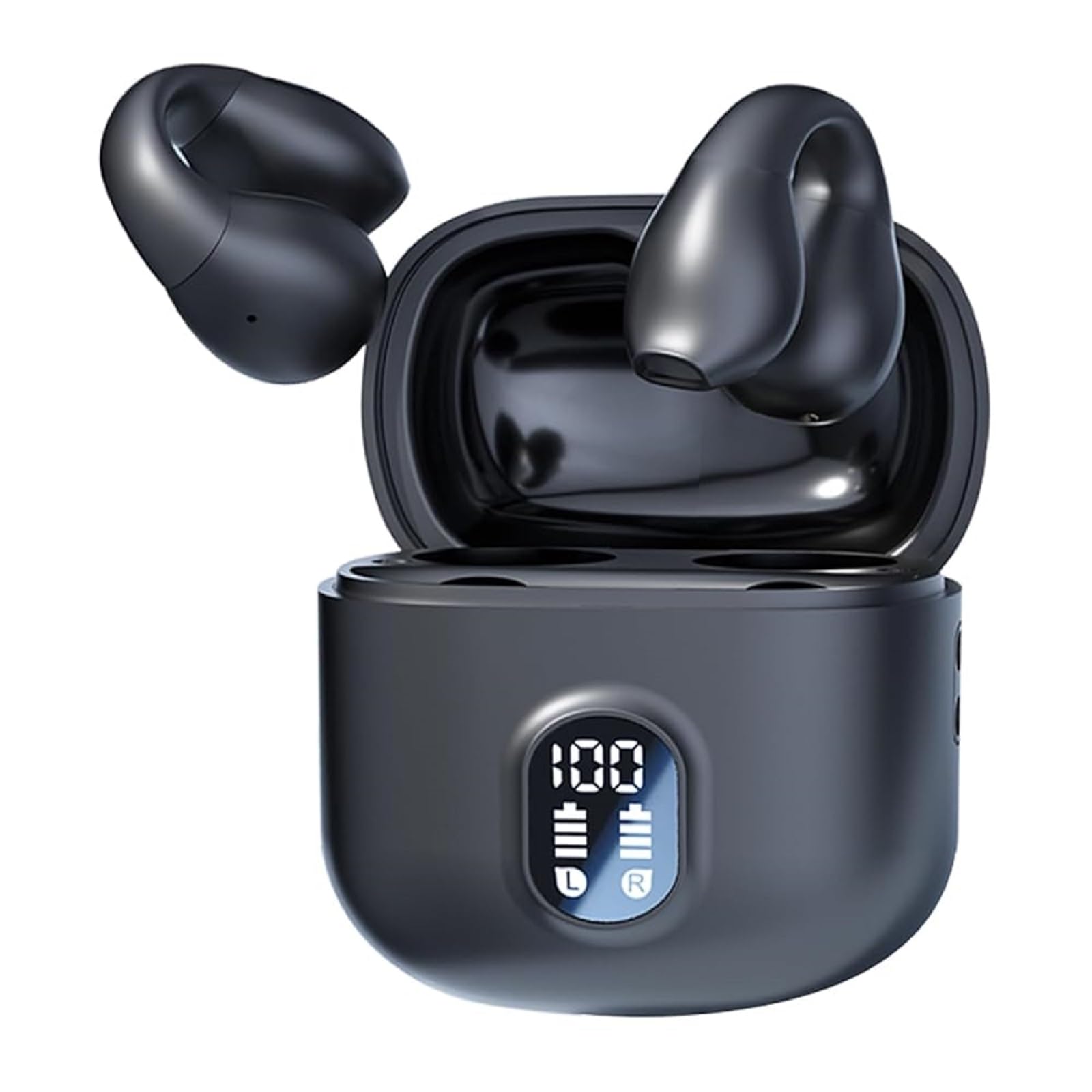 Open Ear Clip Running Headphones Wireless Bluetooth 5.4 - OWS Hanging Sports Gym Earphones with Air Bone Conduction | TWS Ultra Open Earbuds with ENC for iPhone & Android | Perfect for Runners, Workouts & Outdoor Activities