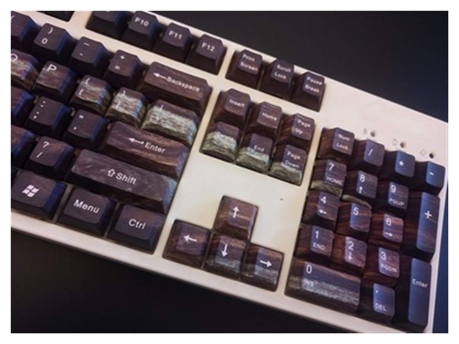 YEZIL PBT Dye-Sublimation Wood Grain Keycap Set - 60/87/104 Keys for Mechanical Keyboards (87-Key Top Printed) - Perfect for Gaming, Typing & Office Work