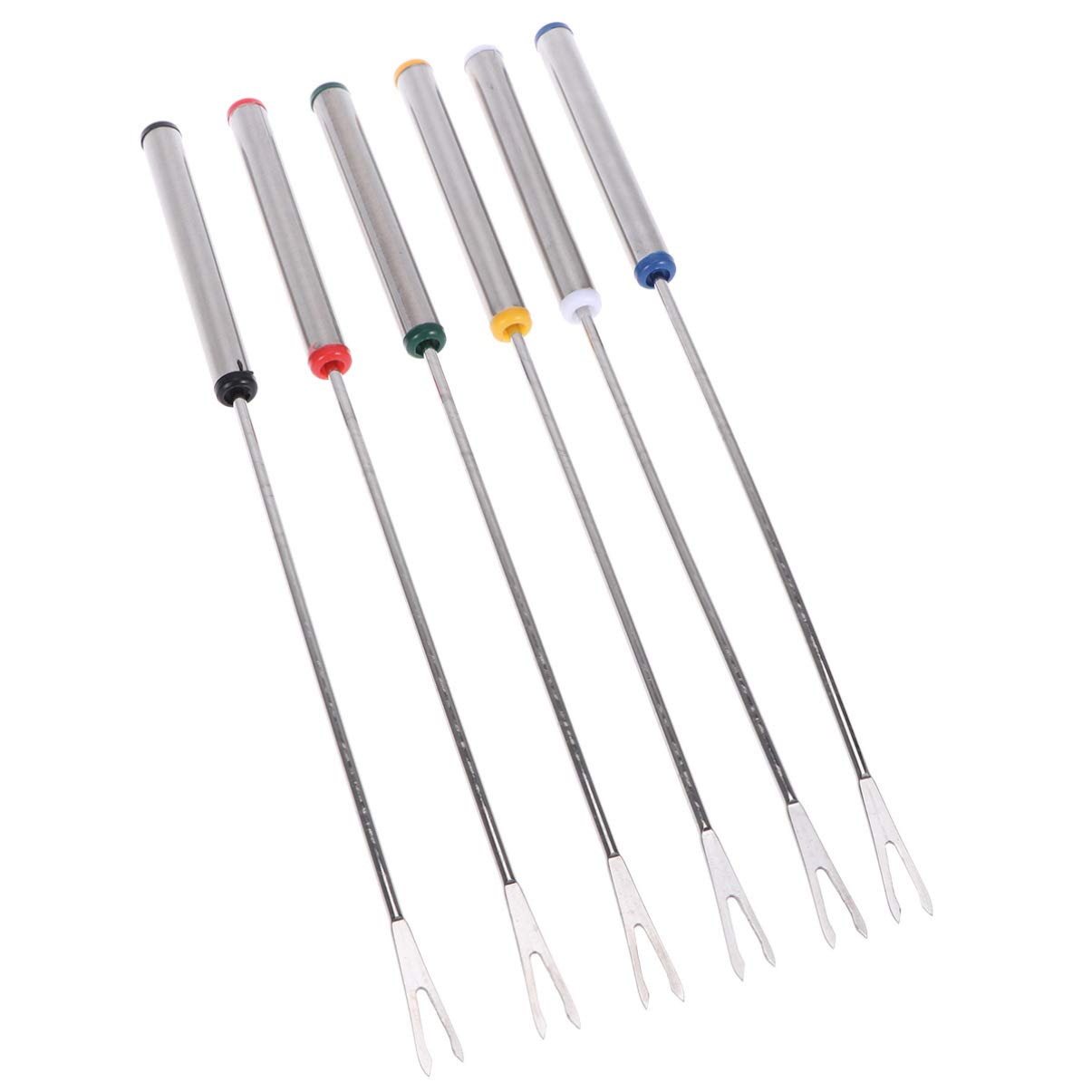 Amosfun 12-Piece 24cm Stainless Steel Fondue Forks Set - Heat-Resistant Handles for Chocolate, Cheese & Marshmallow Roasting - Perfect for Parties, Camping & Family Gatherings