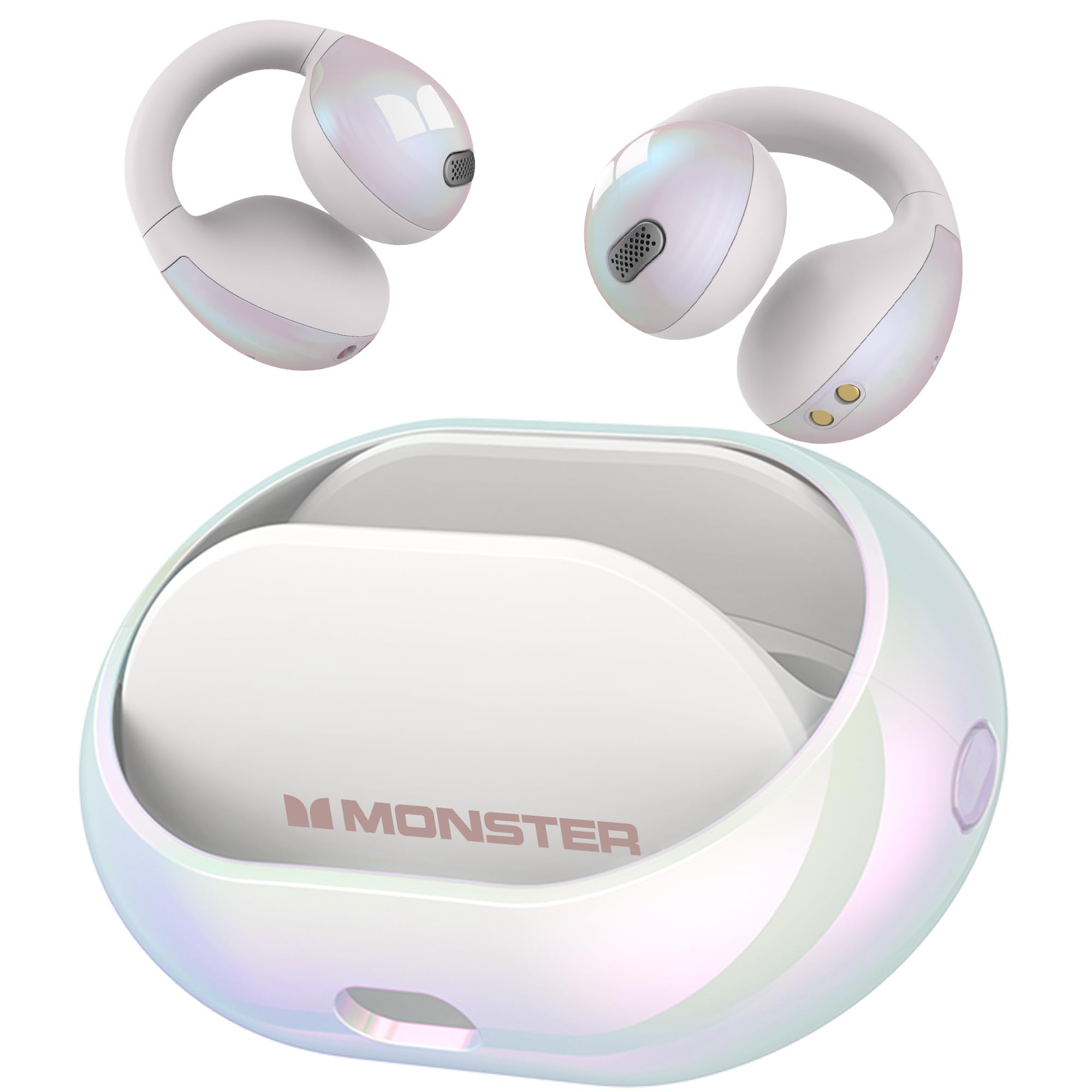 Monster Open Ear AC600 Bluetooth 5.4 Wireless Earbuds - HiFi Stereo Sound, ENC Clear Call, 21H Playtime, Touch Control, IPX6 Waterproof - Clip-On Headphones for Running, Cycling, Gym & Outdoor Activities