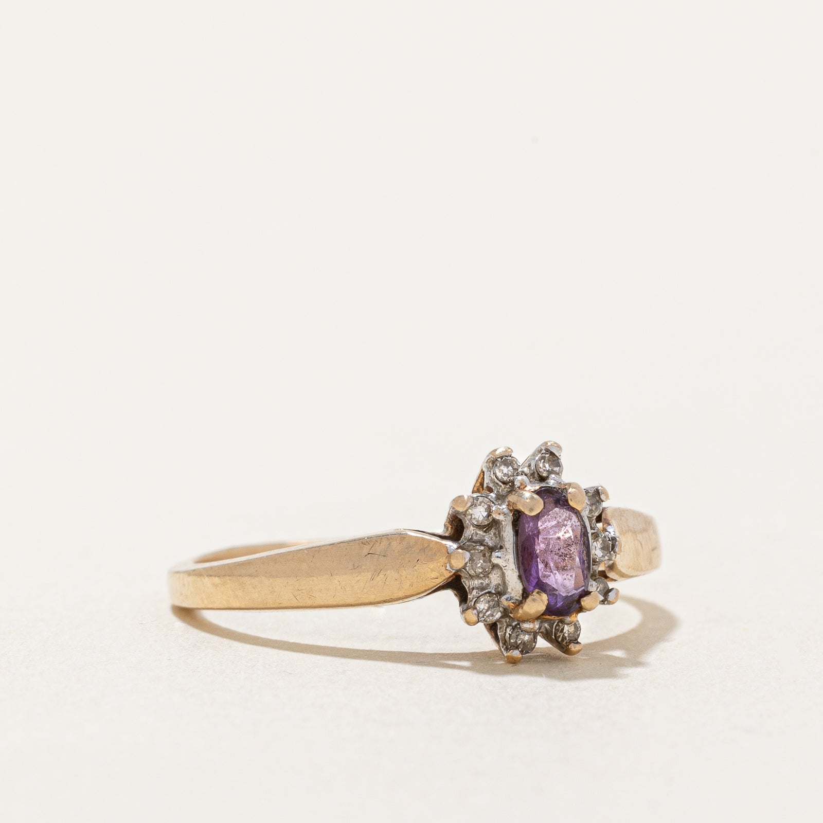 10K Yellow Gold Pink Quartz and Diamond Ring - 0.175ct Natural Pink Quartz & 0.05ctw Diamond Accents | Size 7 | Elegant Gift for Anniversary, Engagement or Valentine's Day