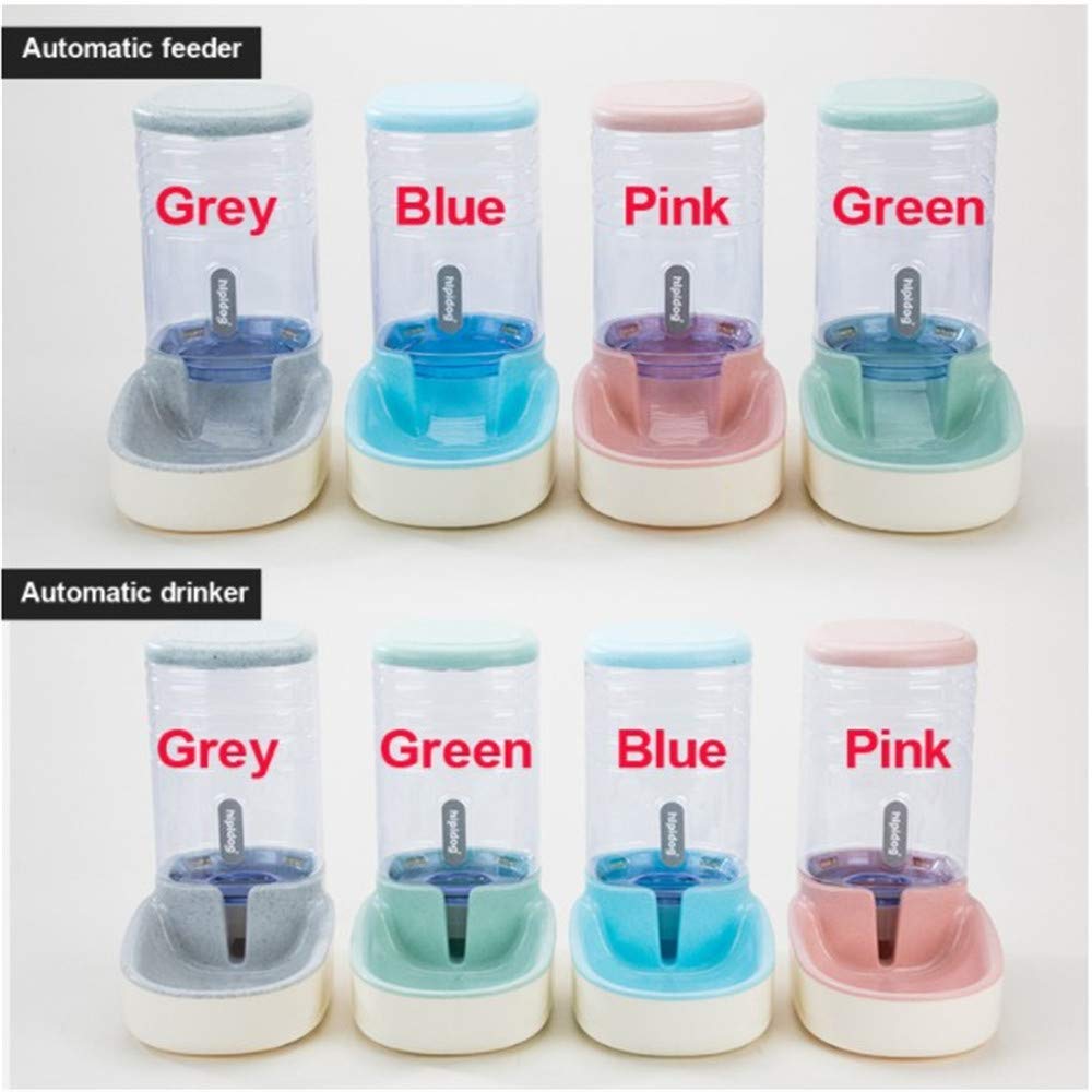 LEPENN 3.8L Automatic Pet Feeder & Water Dispenser - Plastic Dog/Cat Food Bowl with Water Bottle for Feeding & Drinking (Pink) - Perfect for Home, Office, or Travel Use