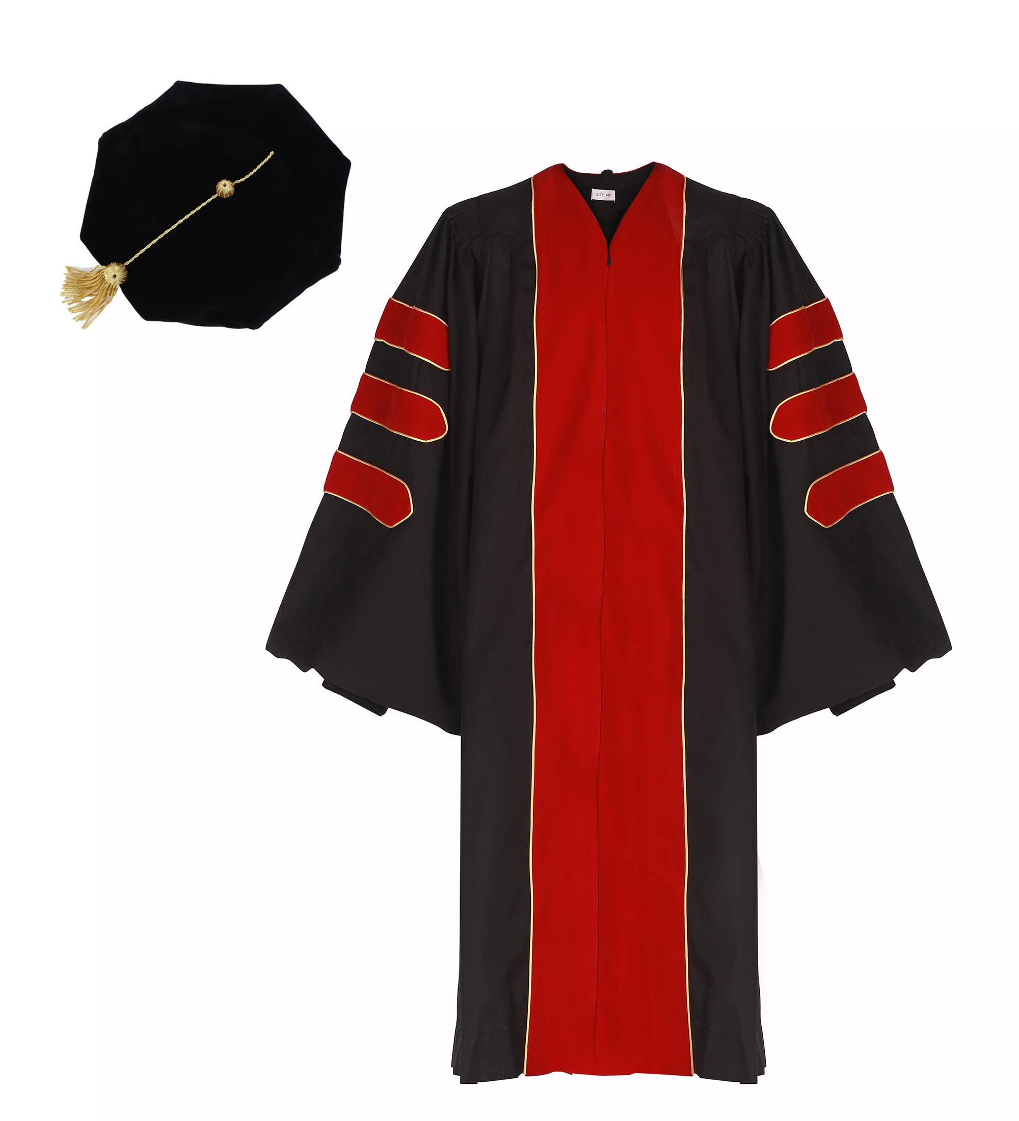 Unisex Doctoral Graduation Gown & 8-Side Tam Cap Set - PhD Graduation Regalia for Faculty & Professors | Perfect for Commencement Ceremonies & Academic Events