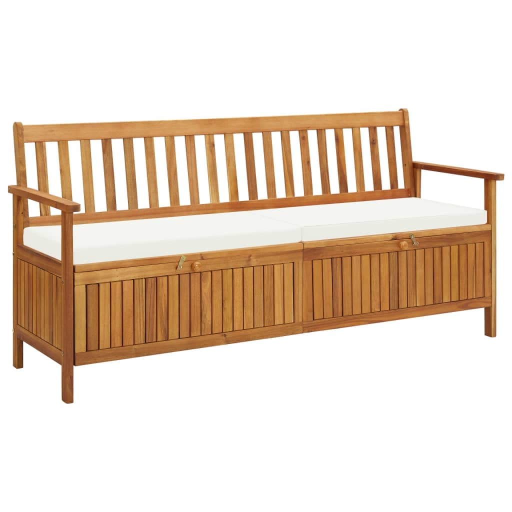 **Acacia Wood Storage Bench with Cushion – 66.9