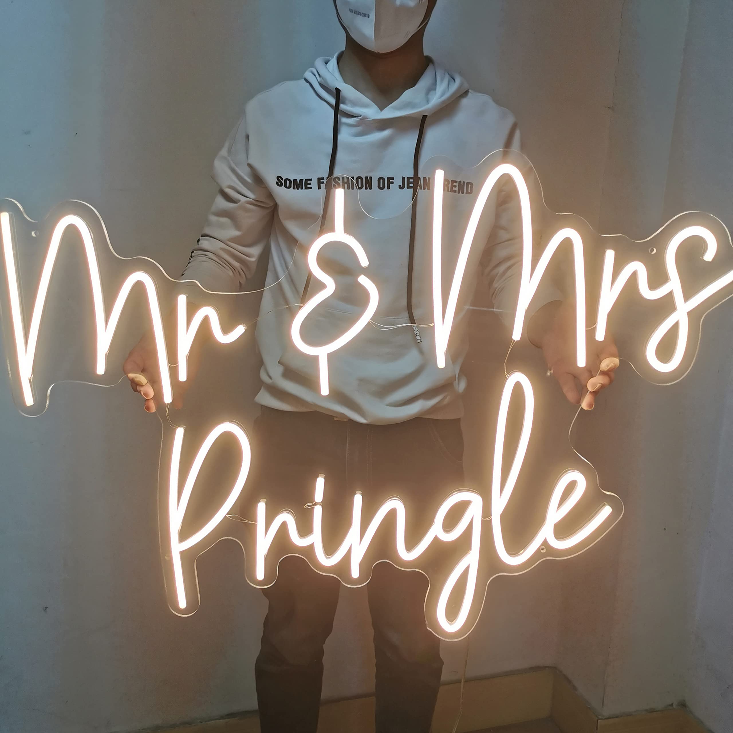 Custom LED Neon Wedding Sign - Personalized Name & Logo Light Up Sign for Wedding Decor (2 Lines, 40