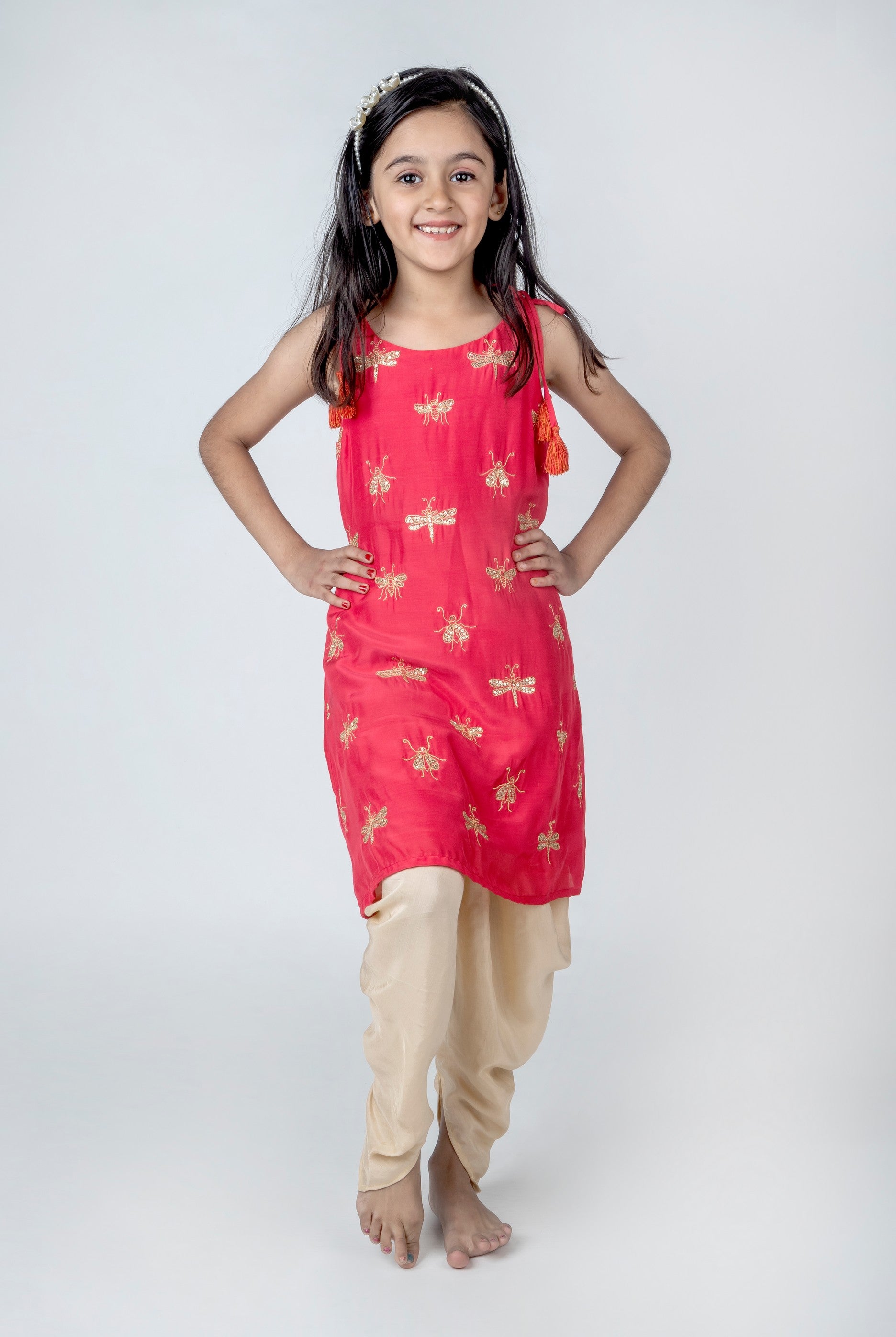 Pre Order: Handmade Embroidered Dragonfly Kurta Set for Women - Traditional Indian Ethnic Wear for Festivals & Special Occasions