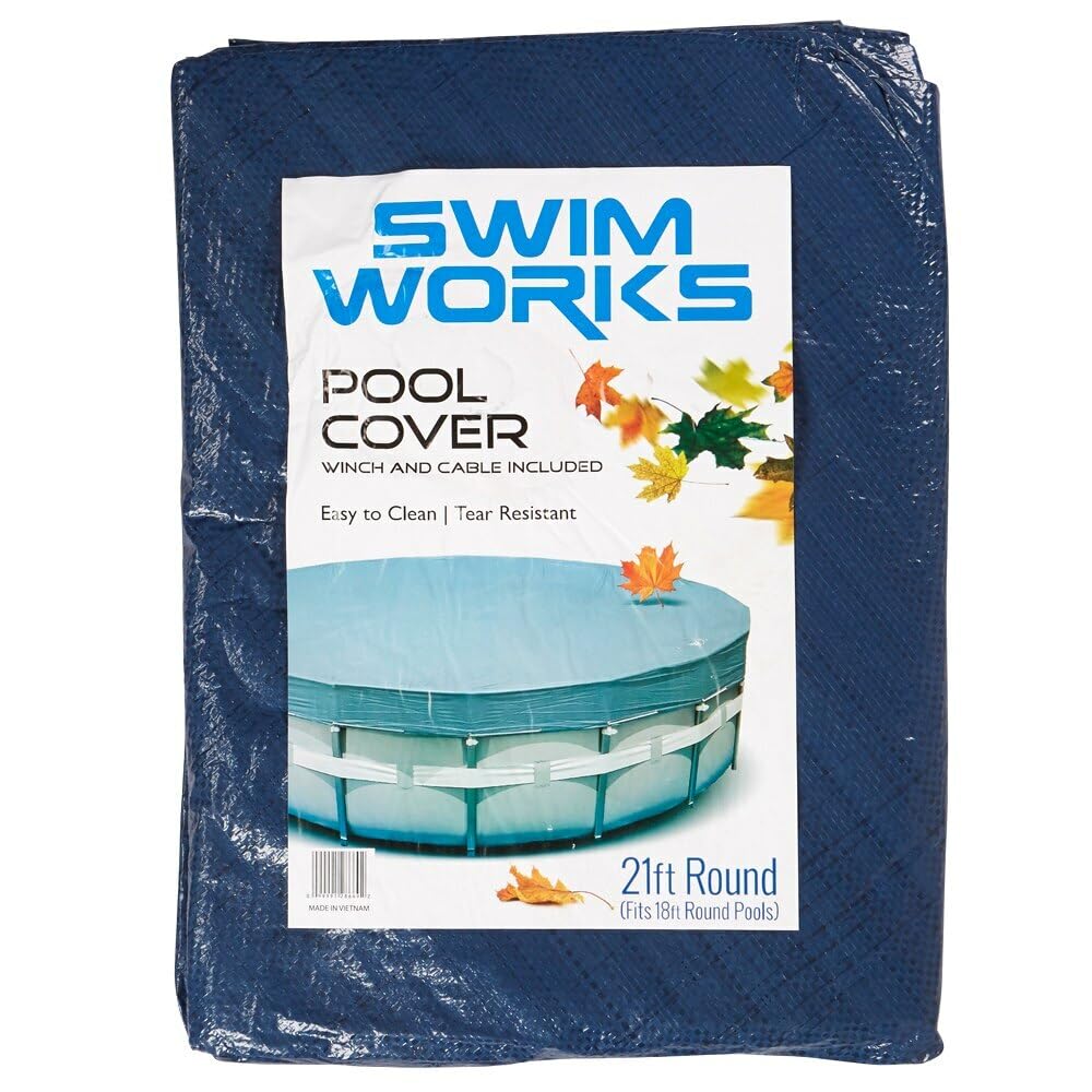 Westerly SwimWorks 18-Foot Round Winter Pool Cover with Winch and Cable - Heavy Duty Protection for In-Ground Pools During Cold Seasons