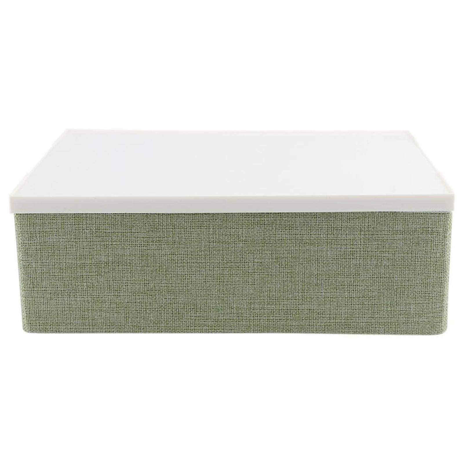 Foldable Storage Bin with Lid - Clothes Organizer Box for Home & Office - Polyester Cotton Storage Container (Green) | Perfect for Closet, Bedroom, and Office Organization