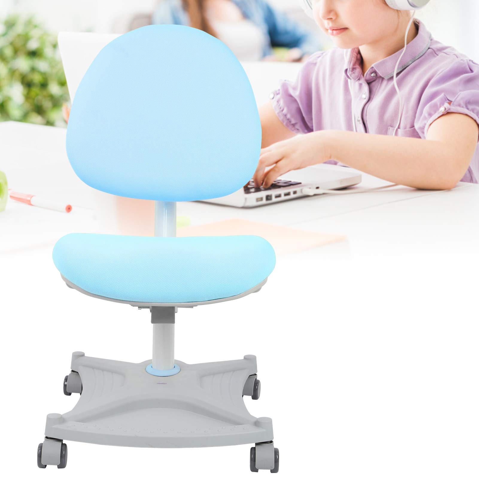 Adjustable Height Kids Study Chair - TOPINCN Ergonomic Children's Chair for Home & School, Single Back Support (Blue, 12 Inch) - Perfect for Homework, Reading & Online Learning