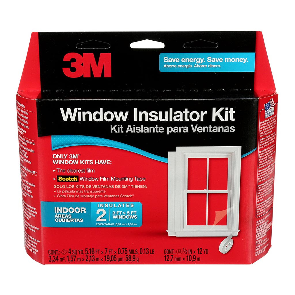 3M Window Insulation Kit for 2 Windows - Energy Saving Weatherproofing Solution for Winter & Drafty Homes - Perfect for Home, Office & RV Use